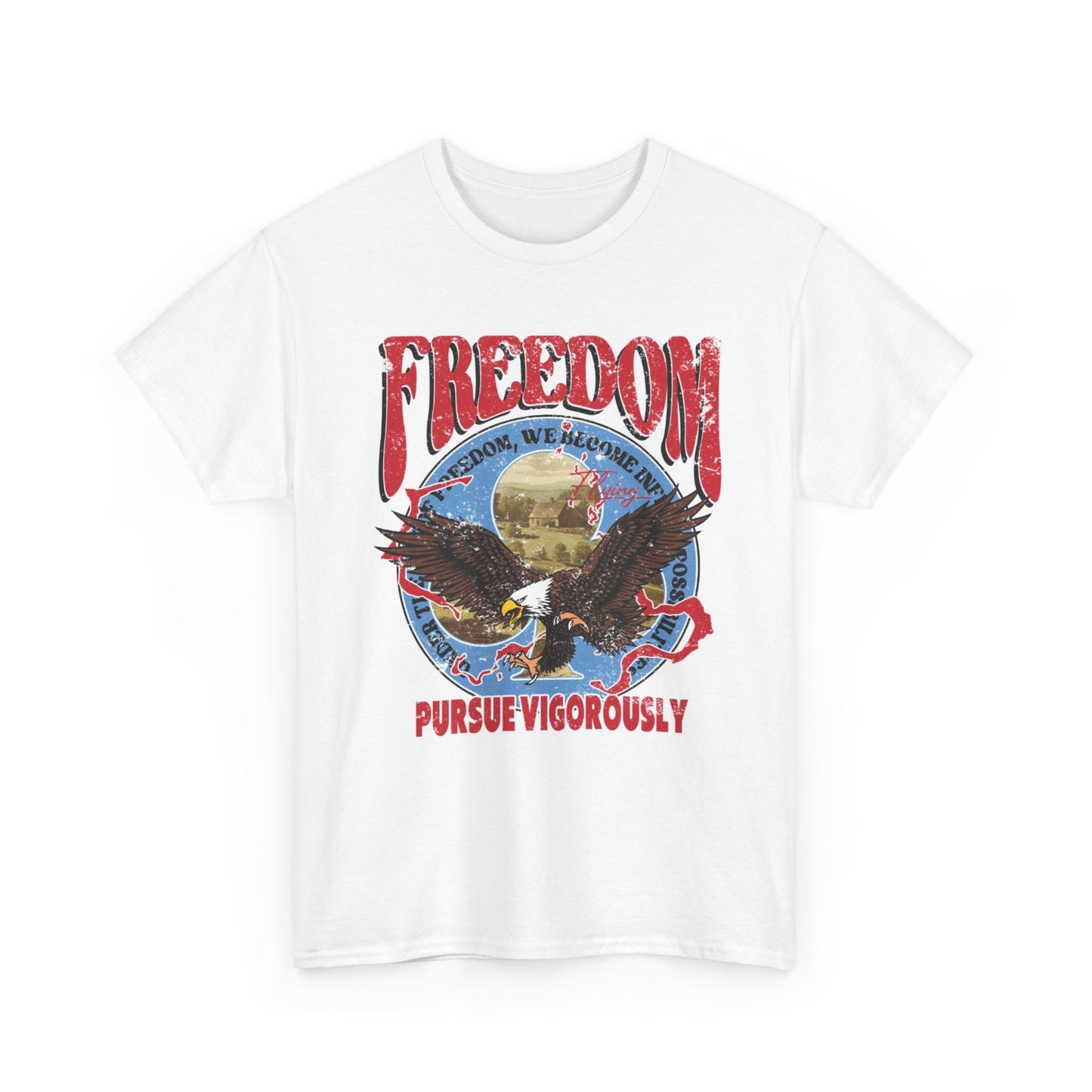 Freedom Purse Vigorously Graphic T Shirt Retro Eagle Unisex Heavy Cotton Tee