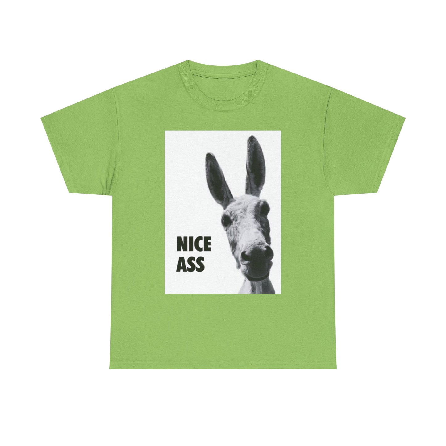Nice Ass T Shirt Funny Donkey Animal Jokes Comedy Gift Unisex Heavy Cotton Tee