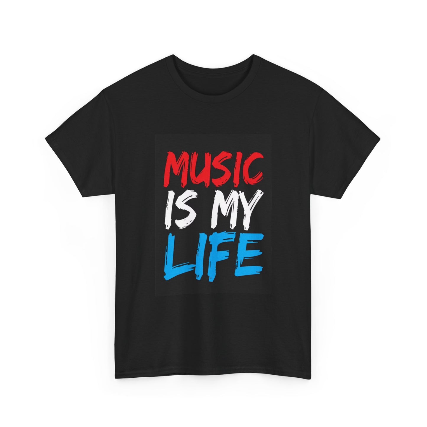 Music is my life T-shirt American flag rock country art Unisex Heavy Cotton Tee