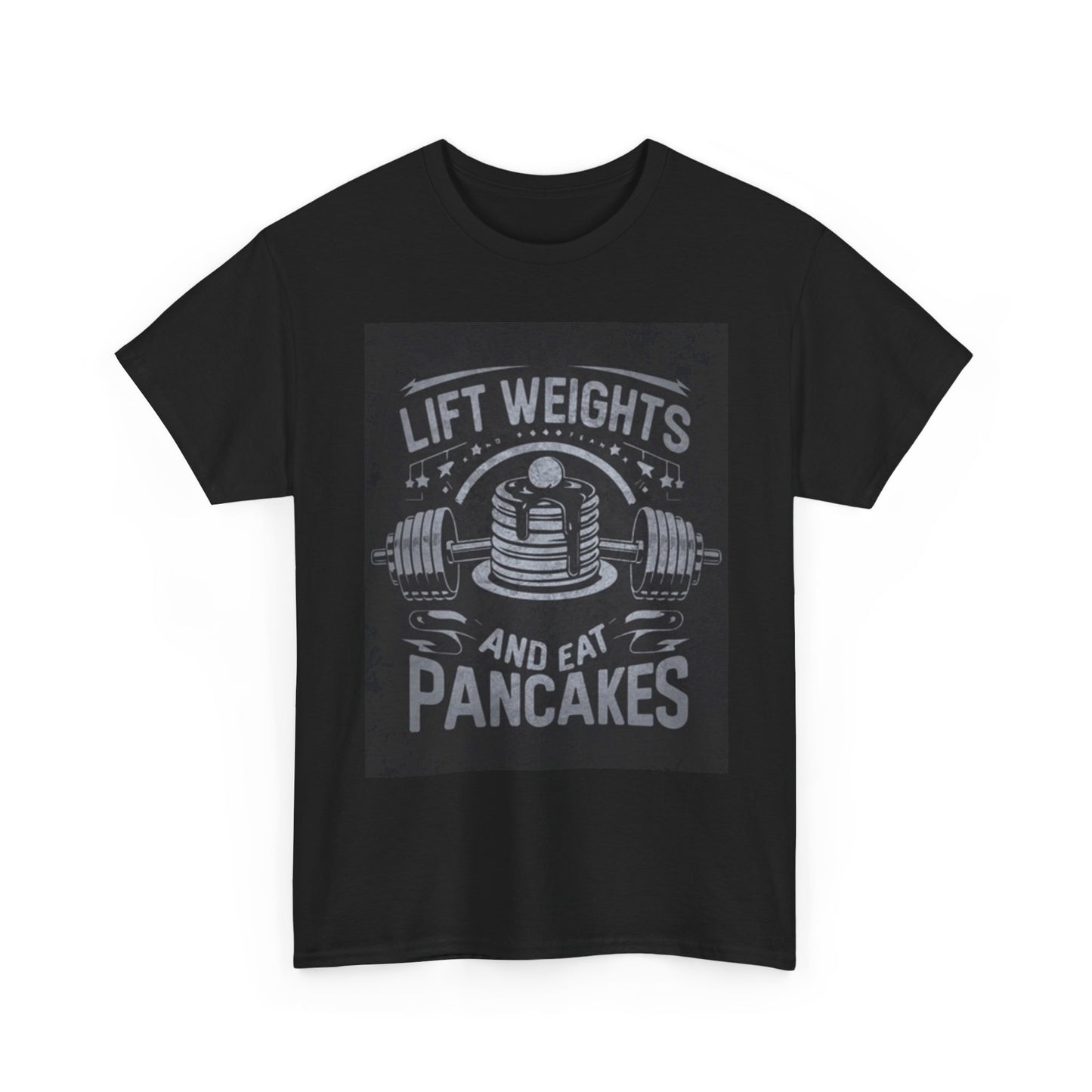 Lift Weights And Eat Pancakes Graphic T Shirt GYM Funny Unisex Heavy Cotton Tee