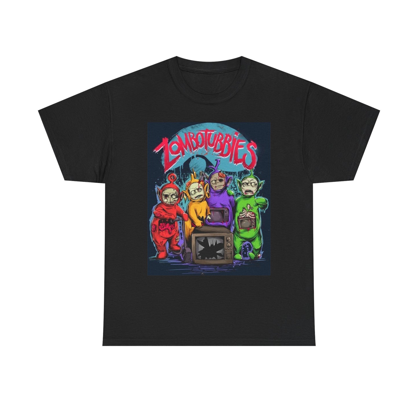 Zombie TeleTubbies Graphic T Shirt Funny Cartoon Unisex Heavy Cotton Tee