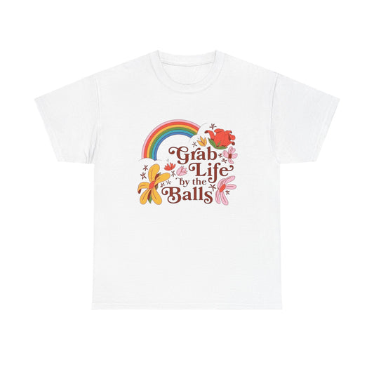 Grab Life By The Balls Graphic T Shirt Unisex Heavy Cotton Tee Gift Vintage