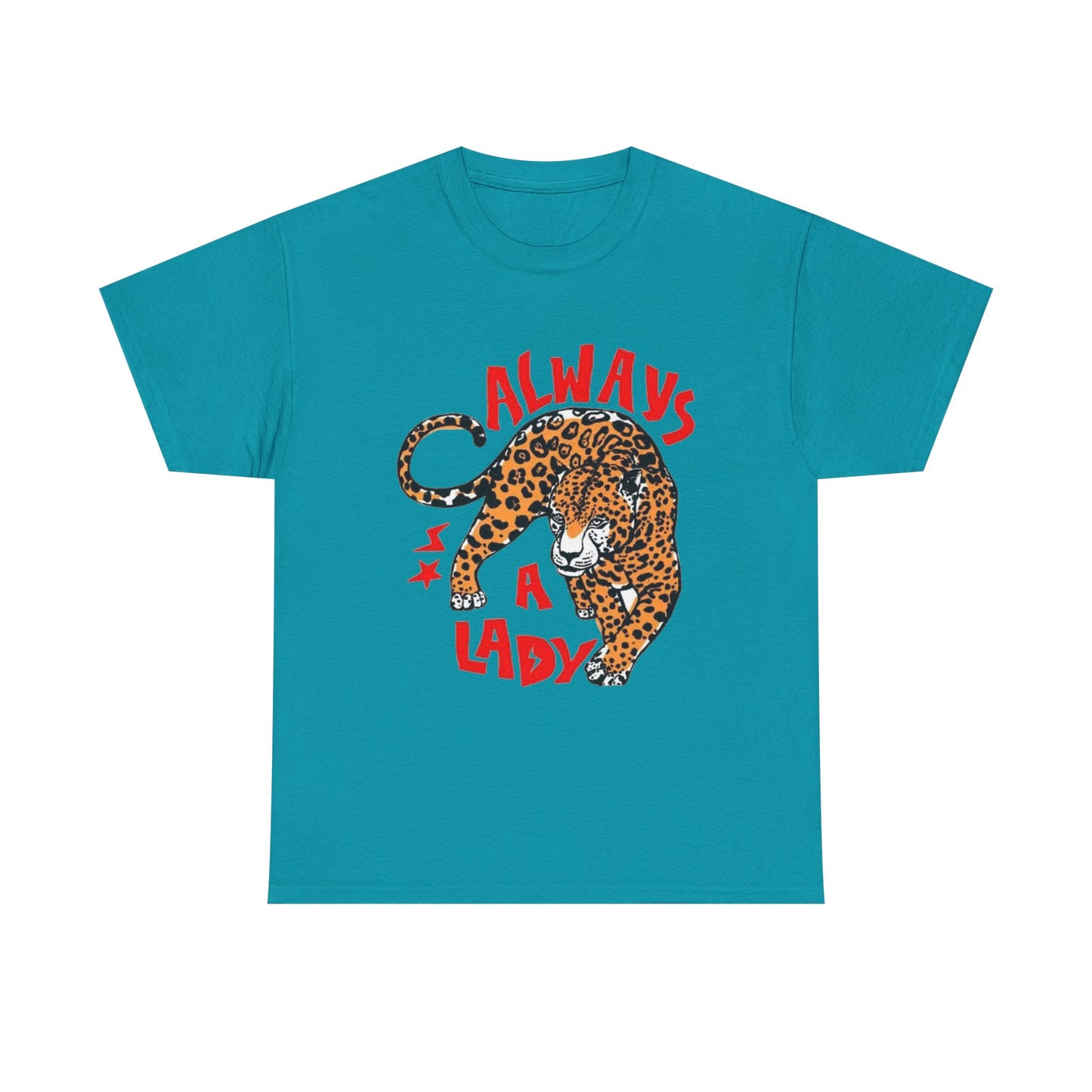 Always A Lady Cheetah Retro Graphic T Shirt Regular Men's Heavy Cotton Tee