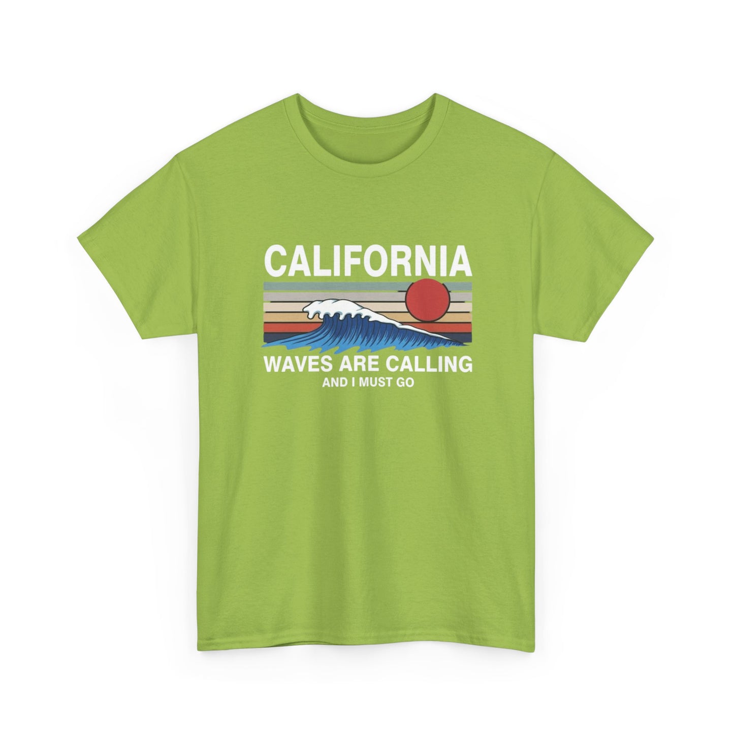 California Waves Are Calling Surfing Graphic T Shirt Unisex Adults NEW