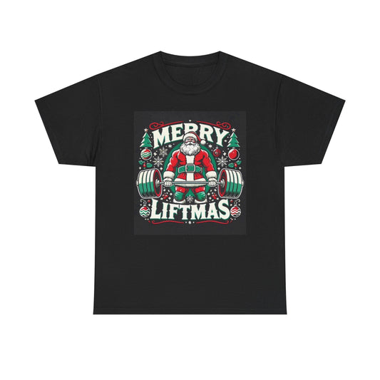 Merry Liftmas Graphic T Shirt Funny GYM Gear Unisex Heavy Cotton Tee