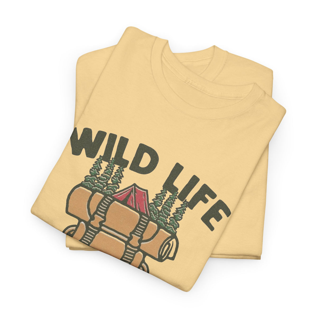 Wild Life Outdoor Camping Graphic T Shirt Men's Heavy Cotton Tee