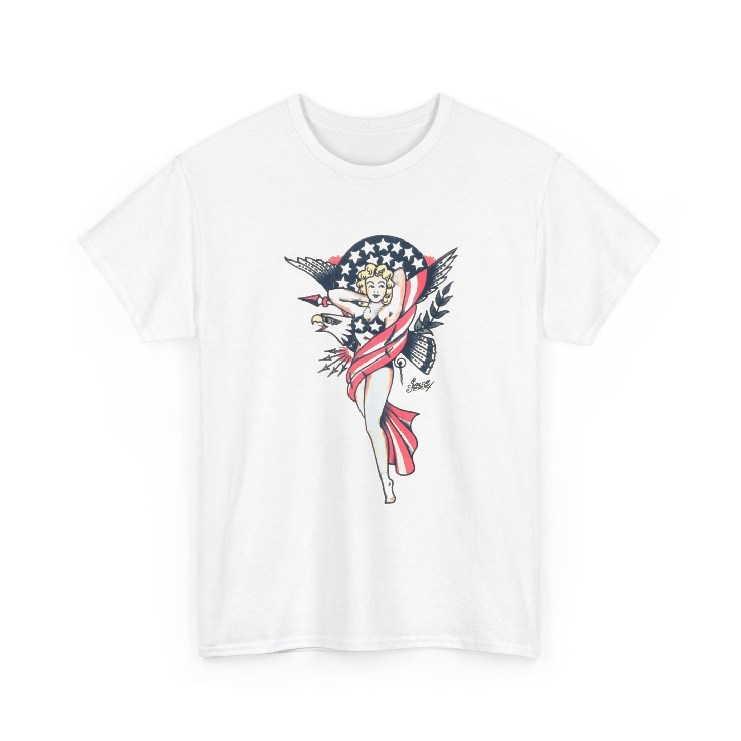 Sailor Jerry T-shirt vintage tattoo art Hawaii navy American flag Heavy Cotton