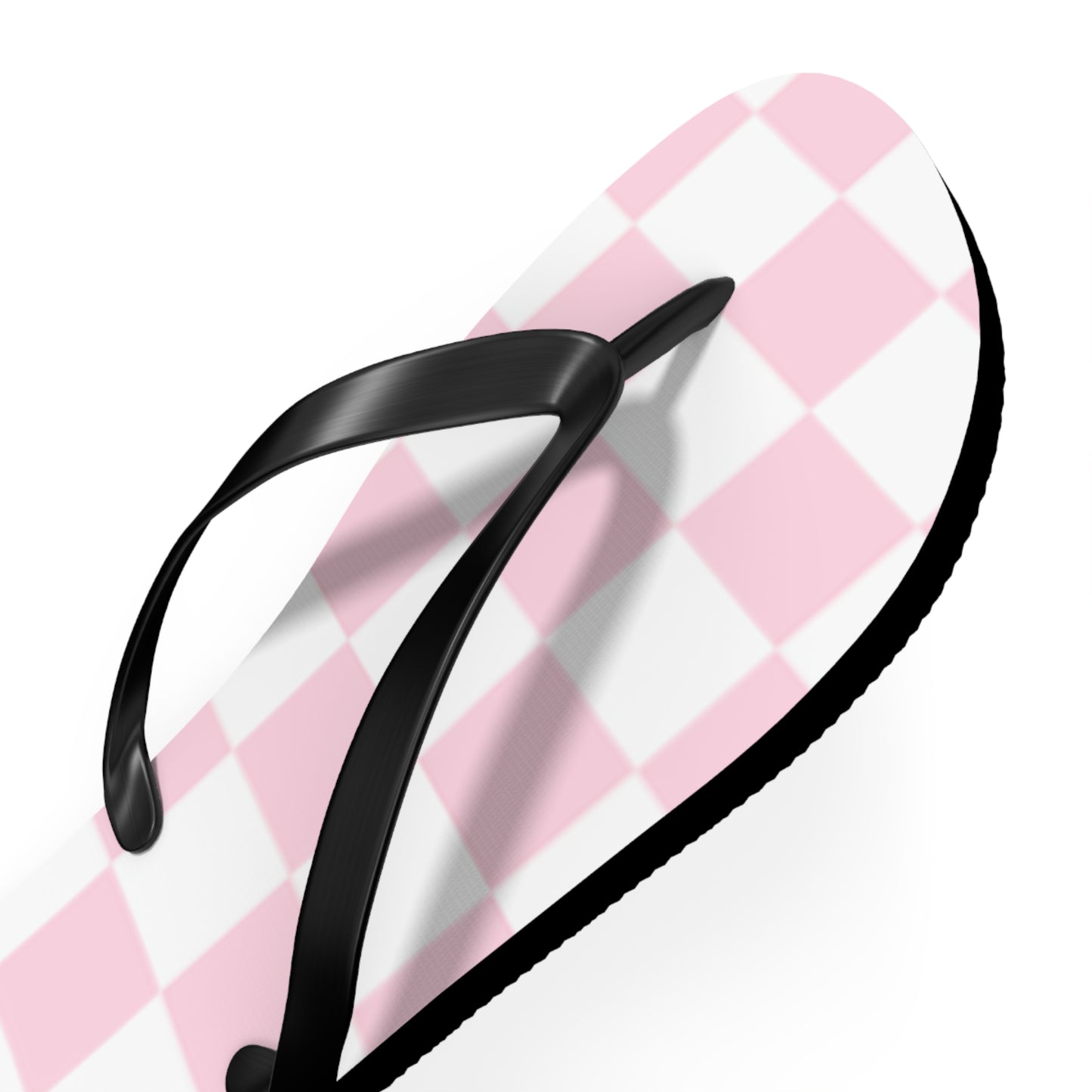 Pink Checkered Sandals, Beach Shoes, Vacation Flip Flops, Pool Slides
