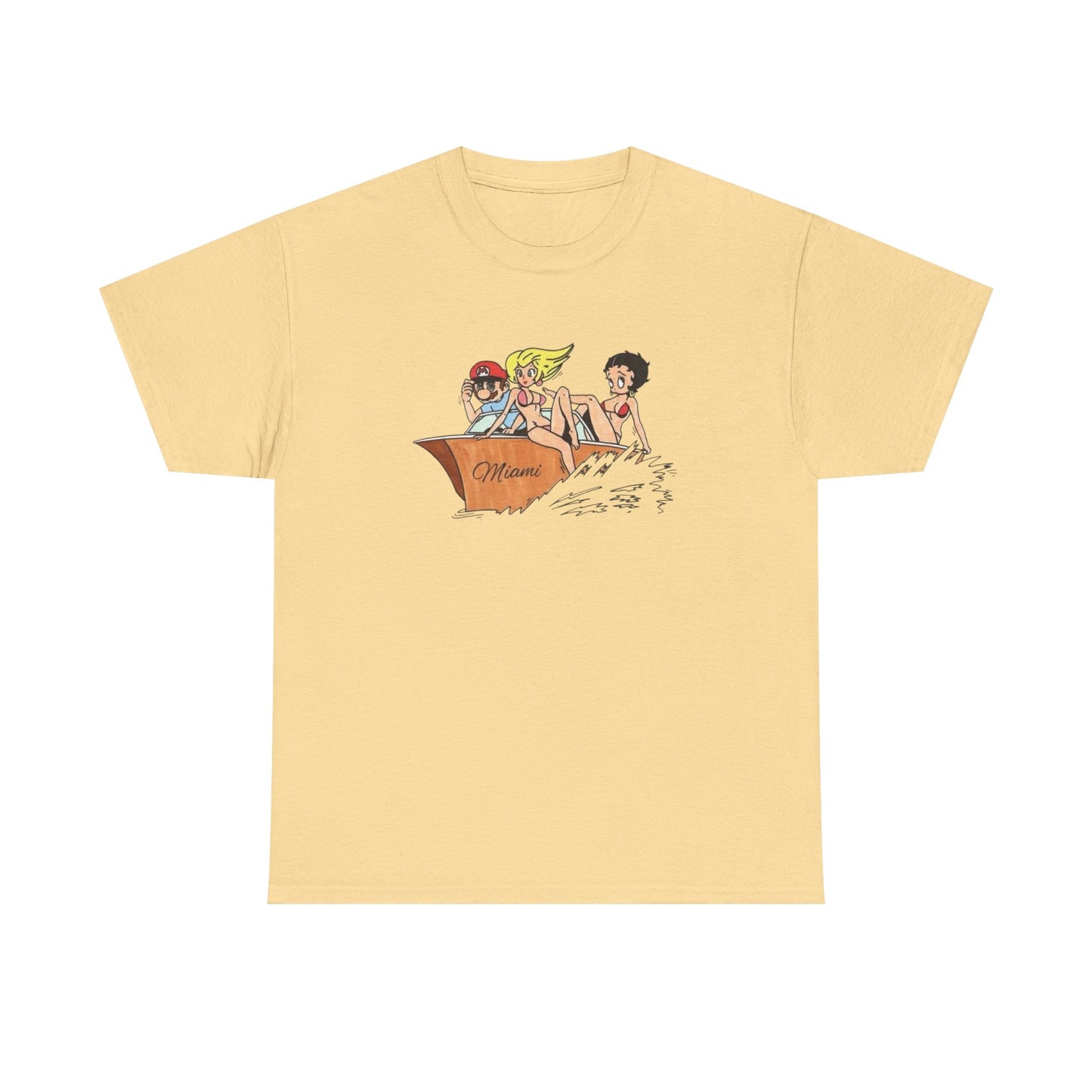 Miami Cartoons Funny Vintage Graphic T-Shirt Comfy Cotton Tee Brand NEW