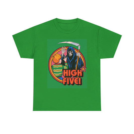 High Five Grim Reaper Graphic T Shirt Funny 70s ART Unisex Heavy Cotton Tee