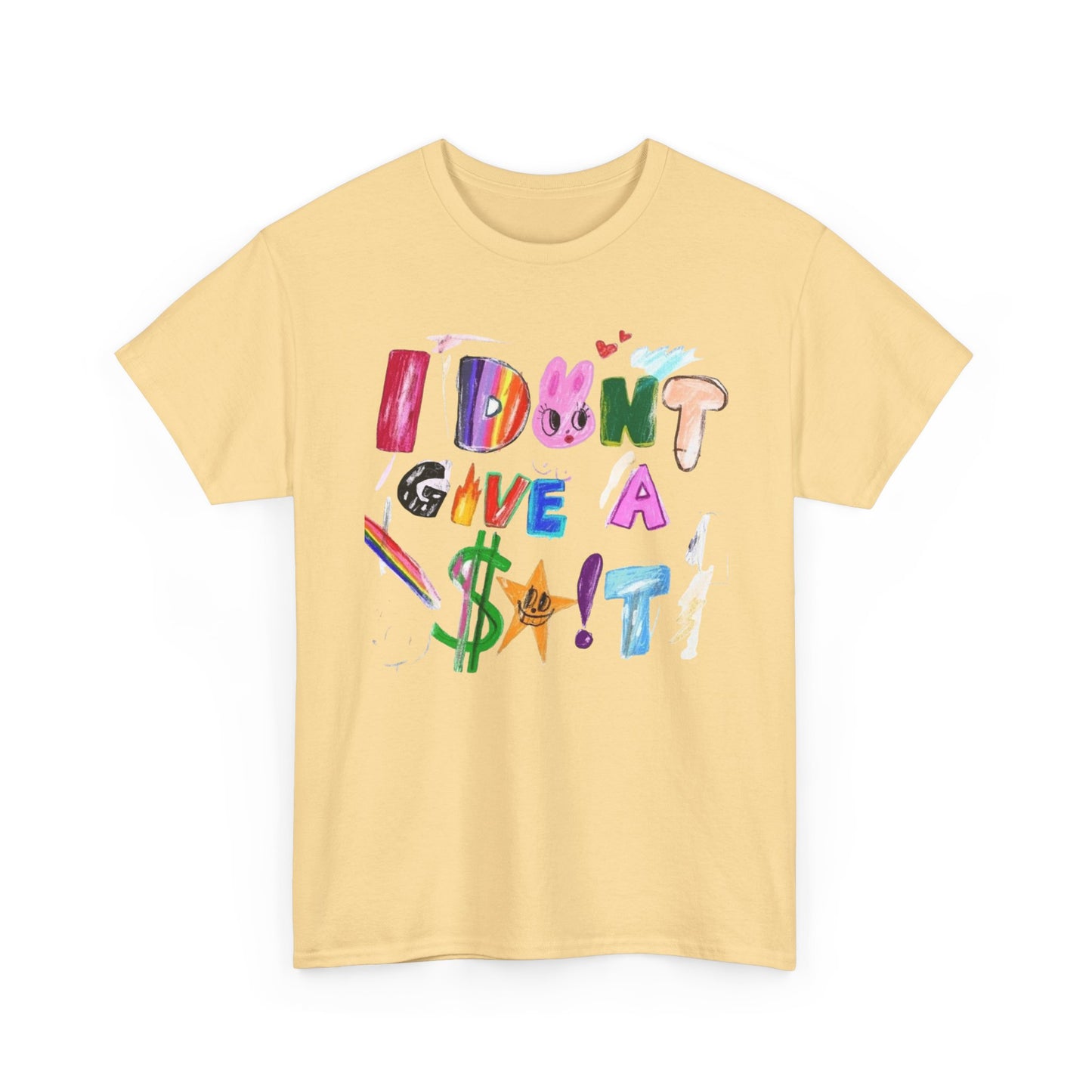 I Dont Care Funny Drawing Graphic T-Shirt Unisex Heavy Cotton Tee