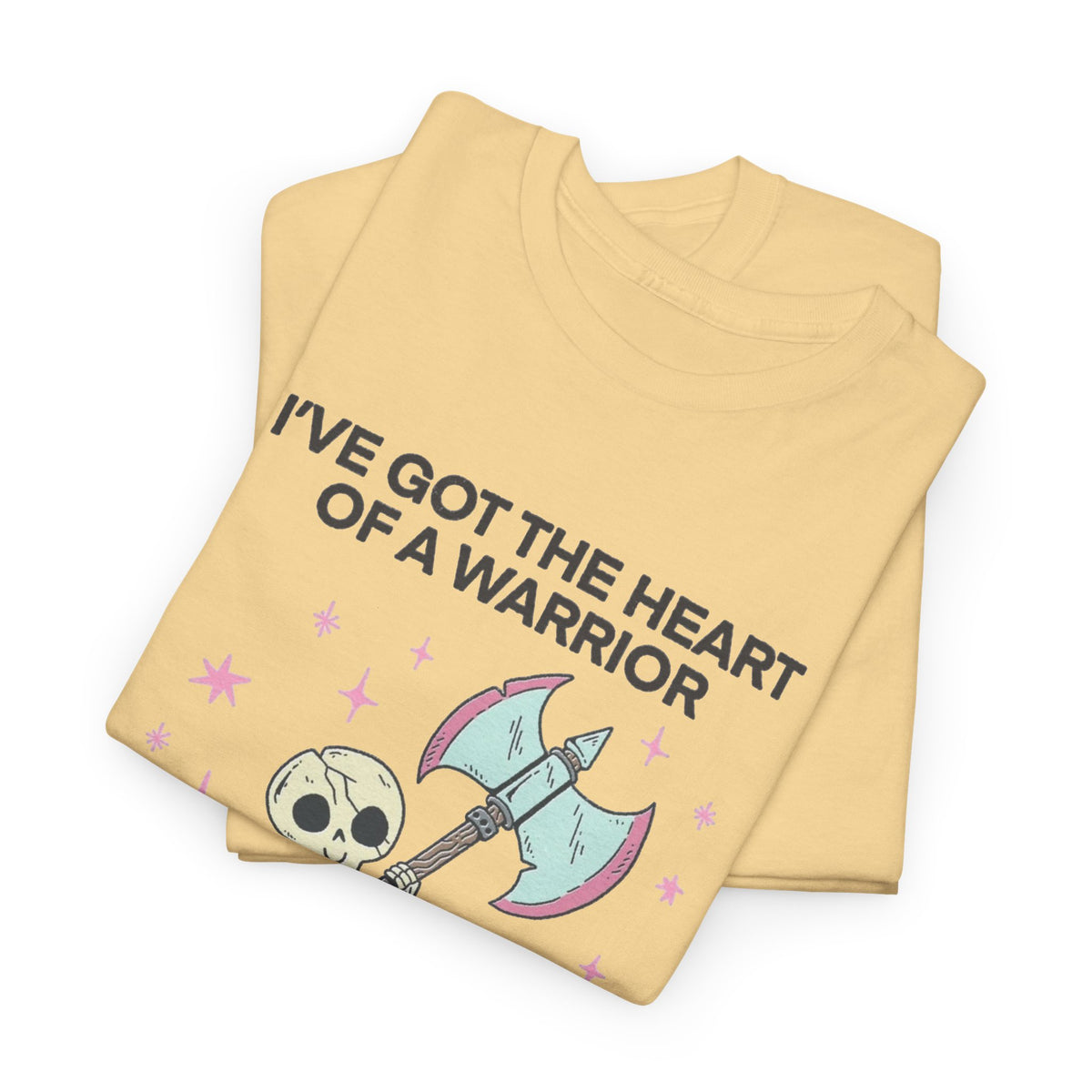 Skeleton Warrior Quote T-Shirt | Heart of a Warrior Men's Graphic Tee