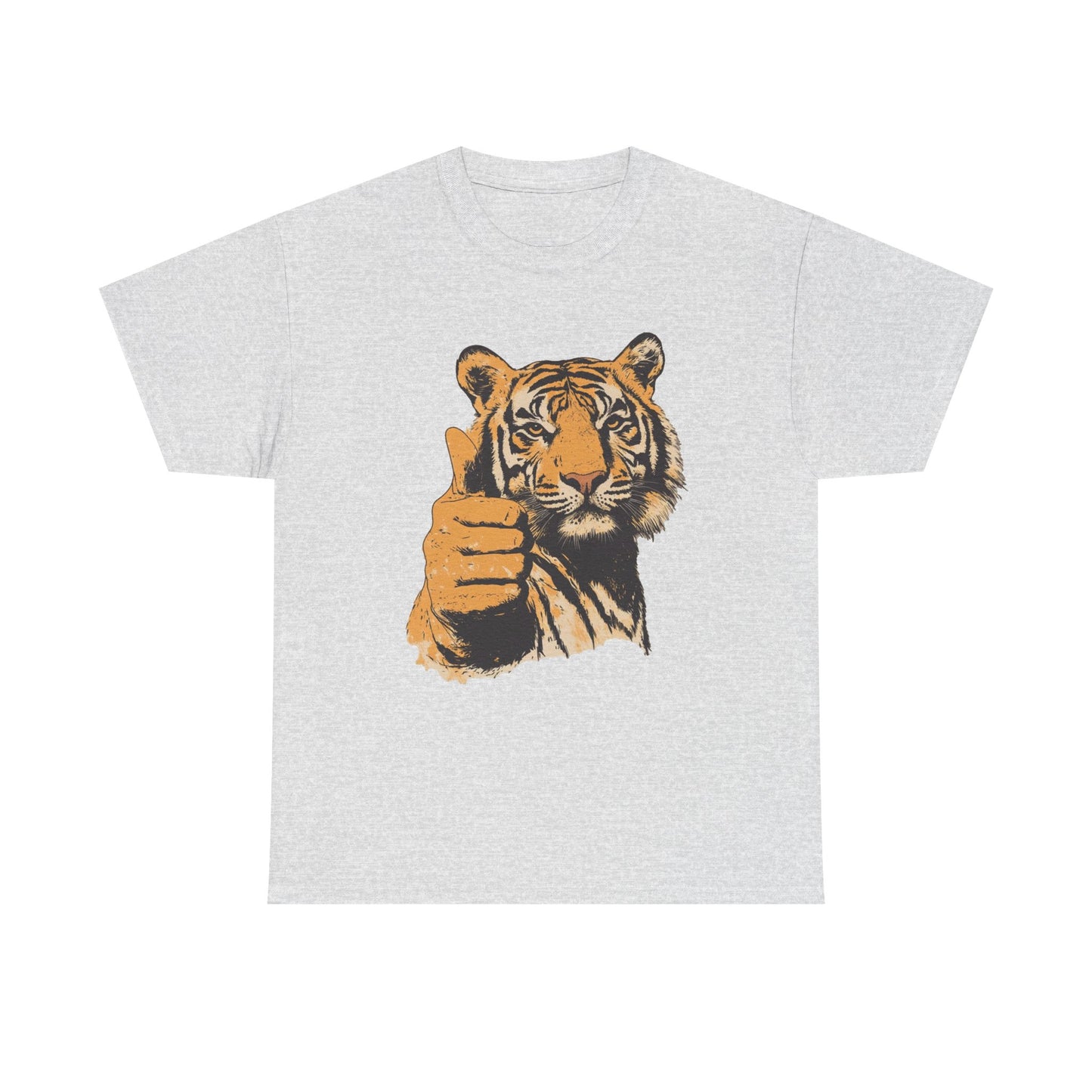 Thumbs Up Tiger Retro Graphic T Shirt Regular Men's Heavy Cotton Tee