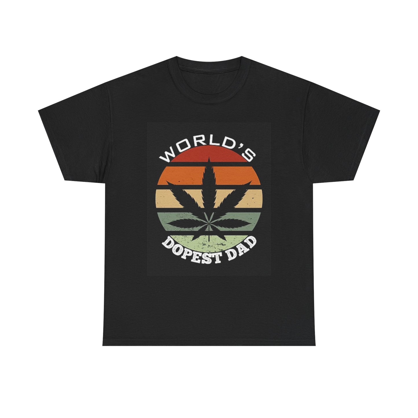 Worlds Dopest Dad T Shirt Funny Weed Leaf Retro Unisex Heavy Cotton Tee