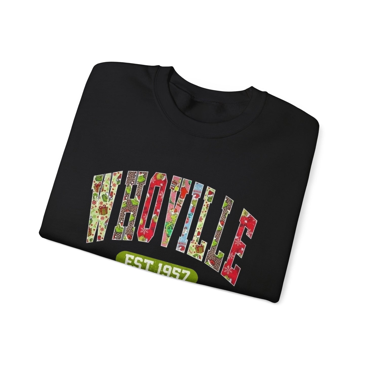 Whoville Graphic Grinch Christmas Sweater NEW Heavy Blend™ Crewneck Sweatshirt