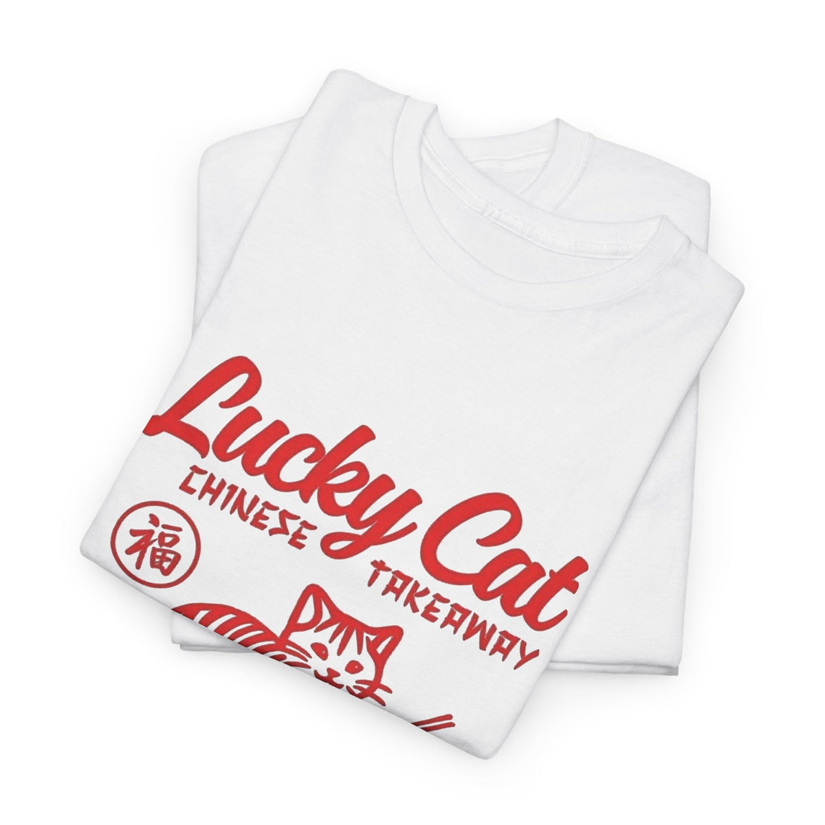 Lucky Cat Chinese Takeaway Graphic T-Shirt Men's Graphic Tee Funny Retro