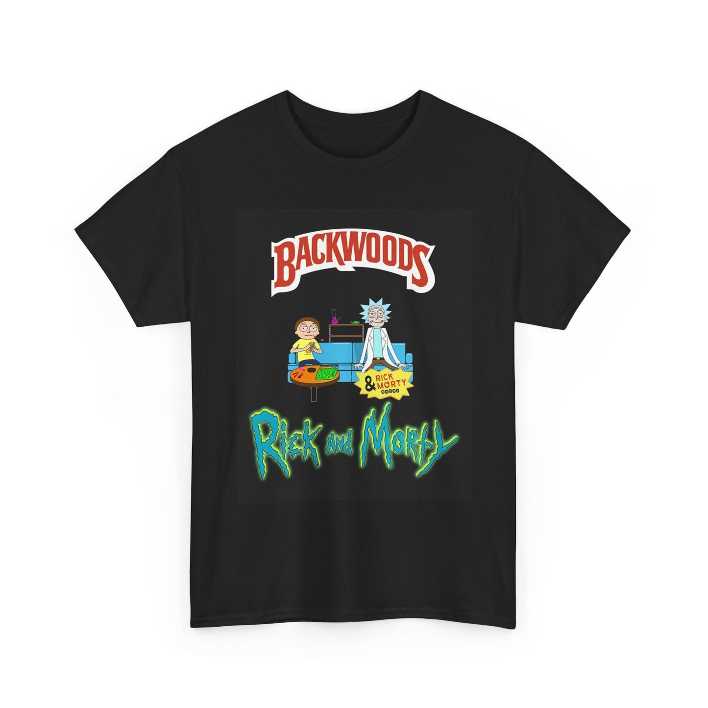 Rick And Morty BackWoods Tshirt Funny Weed 420 Cartoon Unisex Heavy Cotton Tee