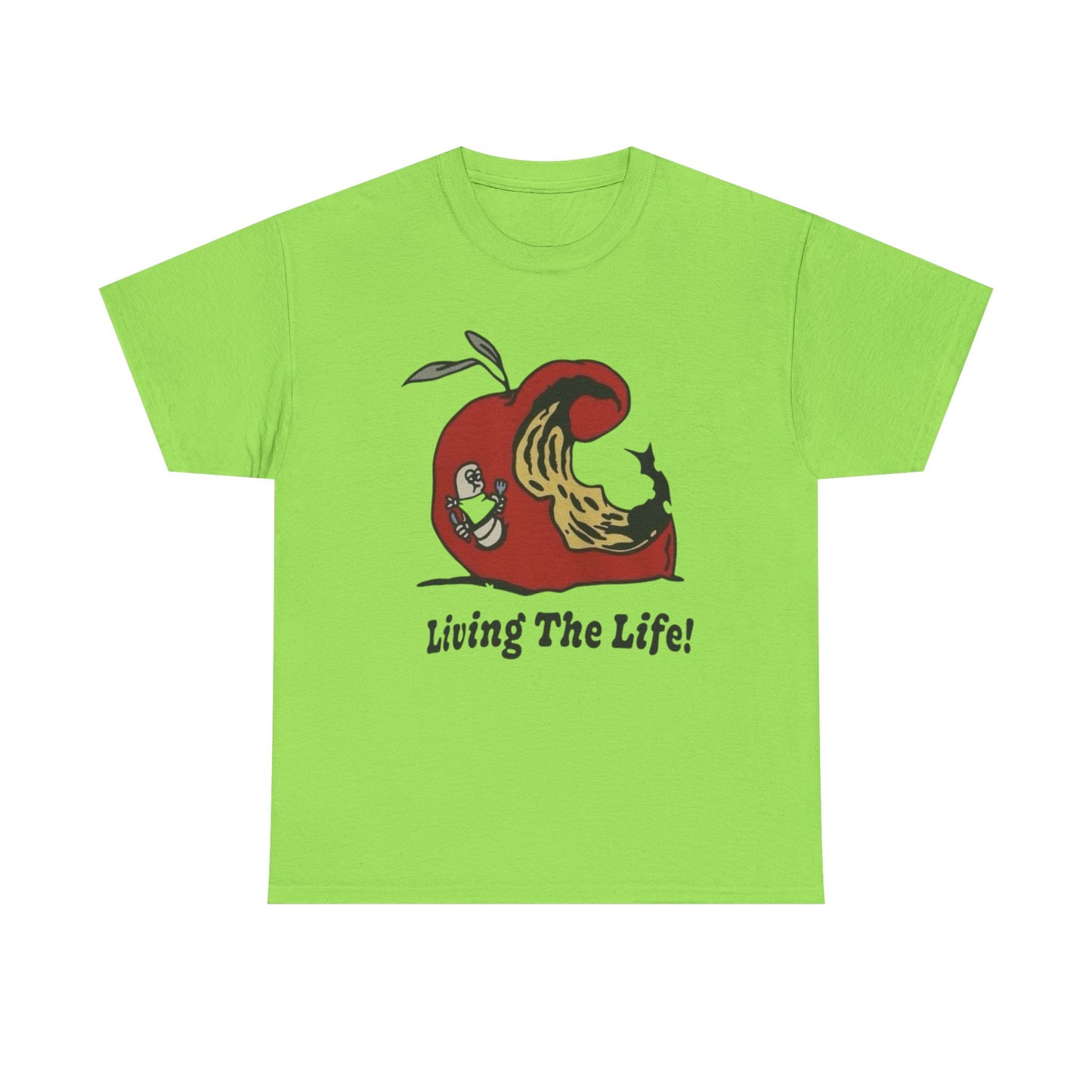 Living The Life Apple Vintage Graphic T Shirt ADULT NEW Heavy Cotton Tee