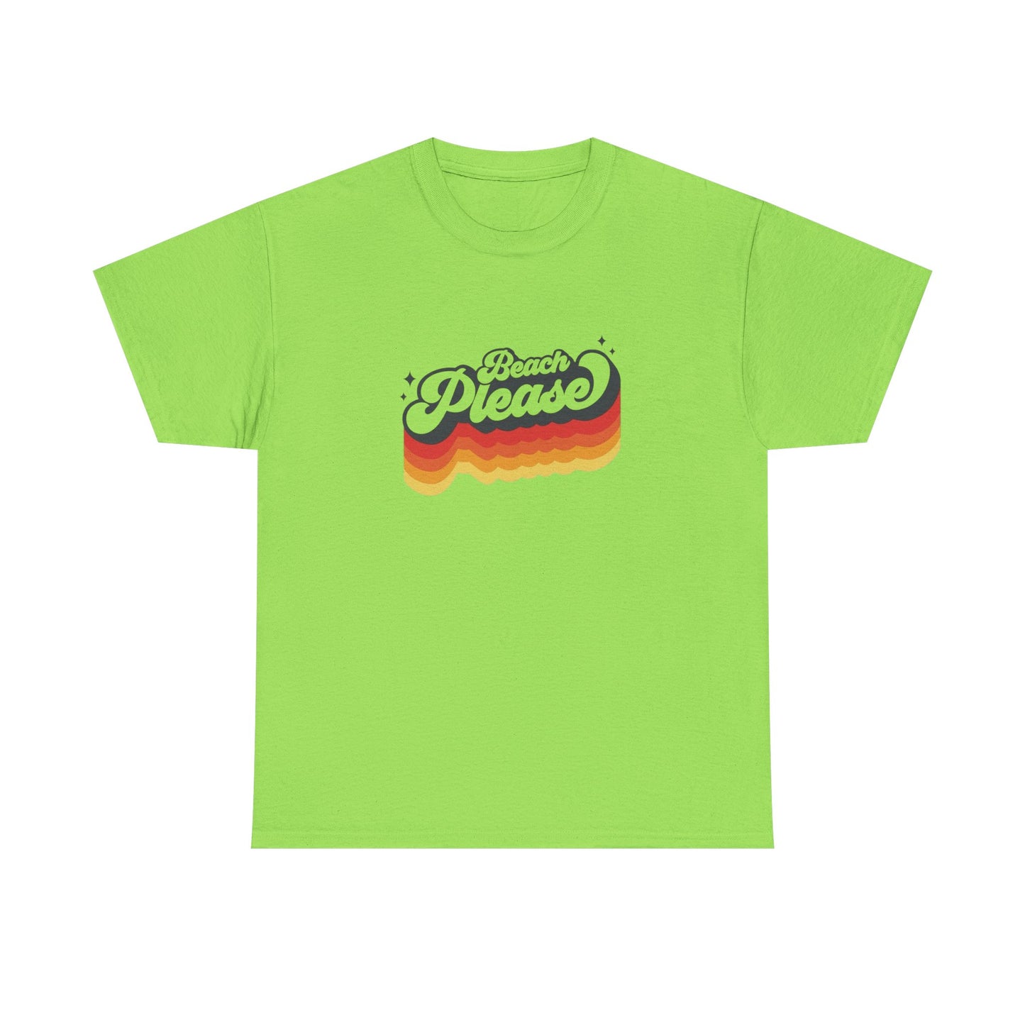 Beach Please Vintage Vacation 70s Graphic T-Shirt Unisex Heavy Cotton Tee