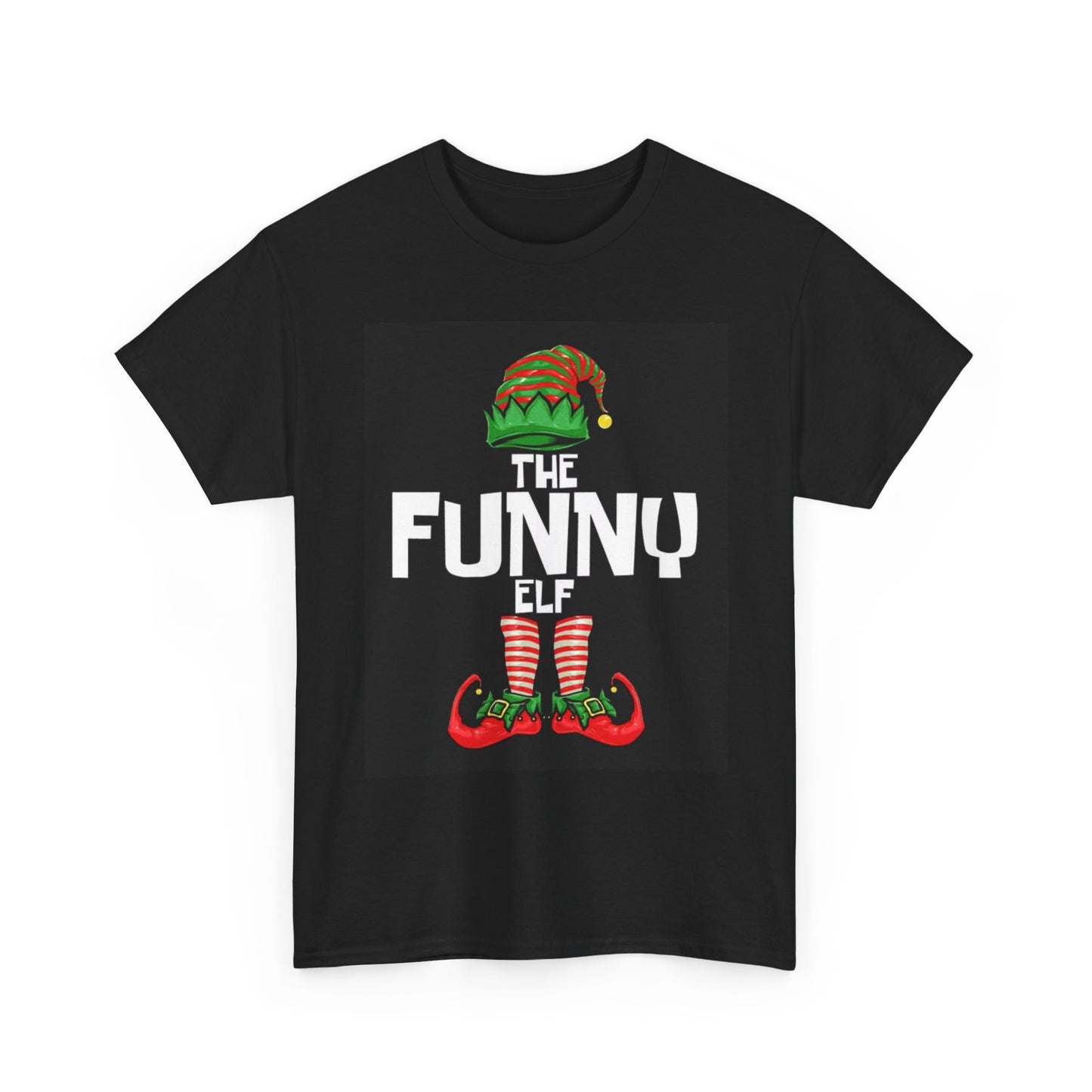 The Funny Elf Tshirt Cute Christmas Holidays Time Winter Unisex Heavy Cotton Tee