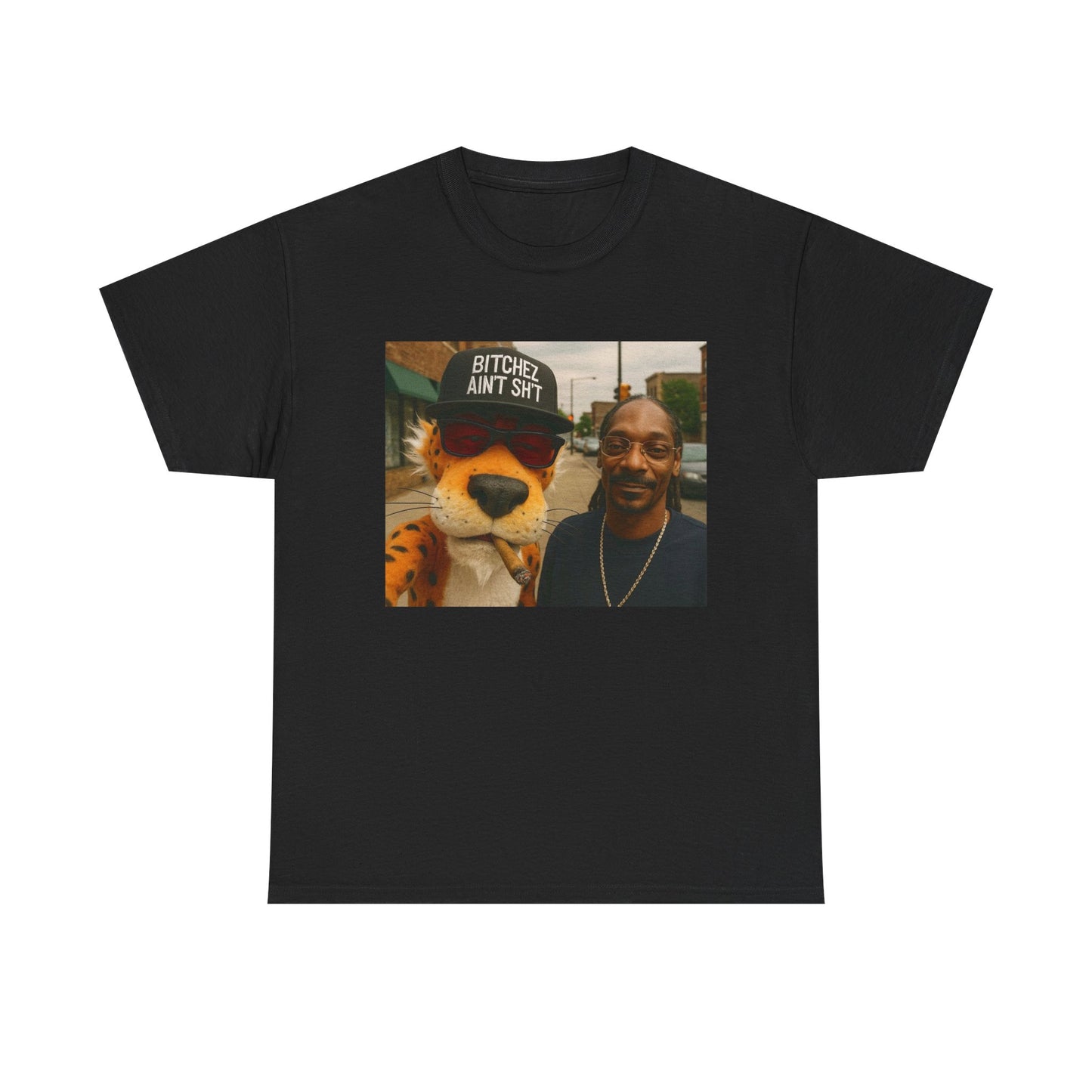 Snoop And Cheetos Funny T Shirt Unisex Heavy Cotton Tee