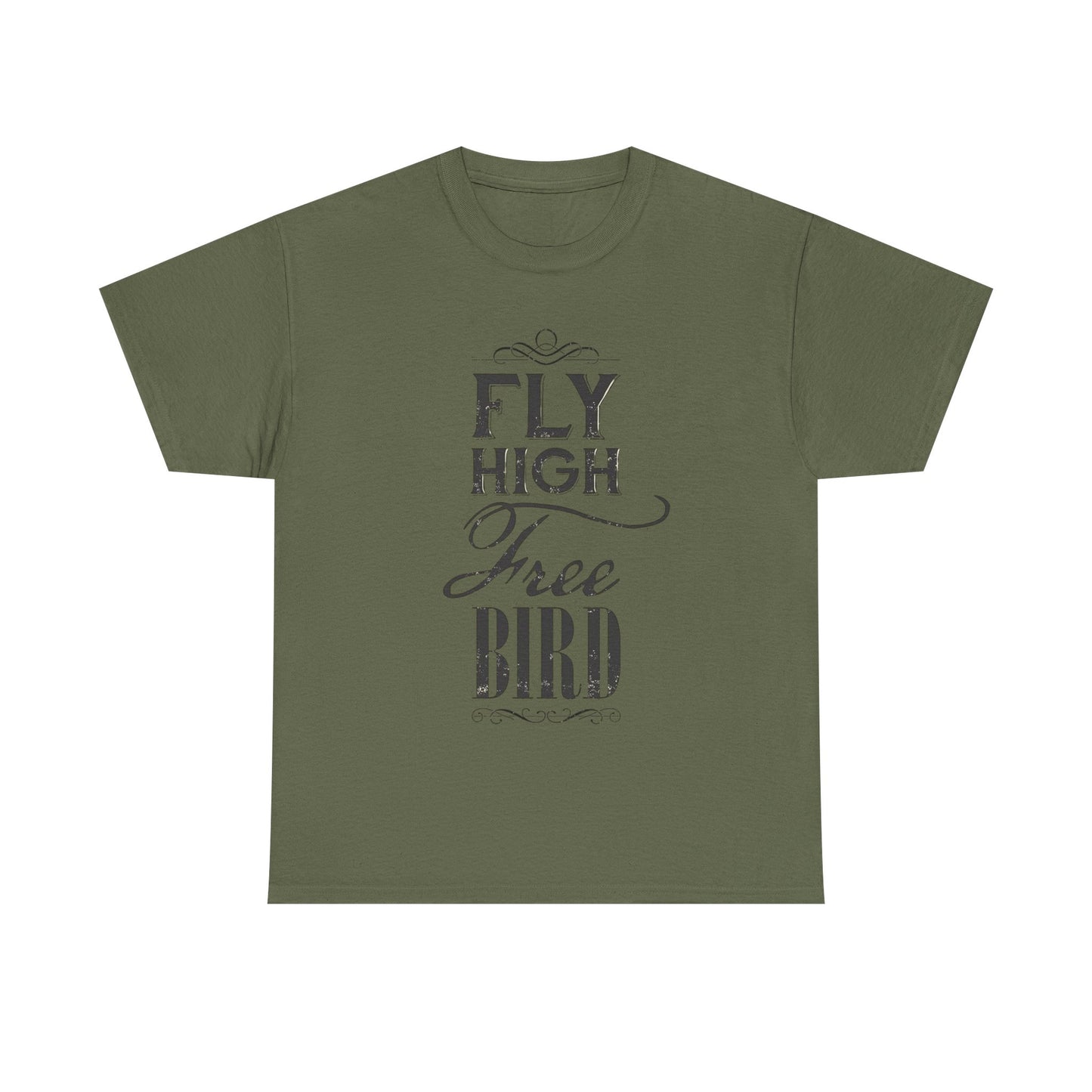 Lynard Skynard Tshirt Free Bird Vintage Military green retro Unisex Heavy Cotton