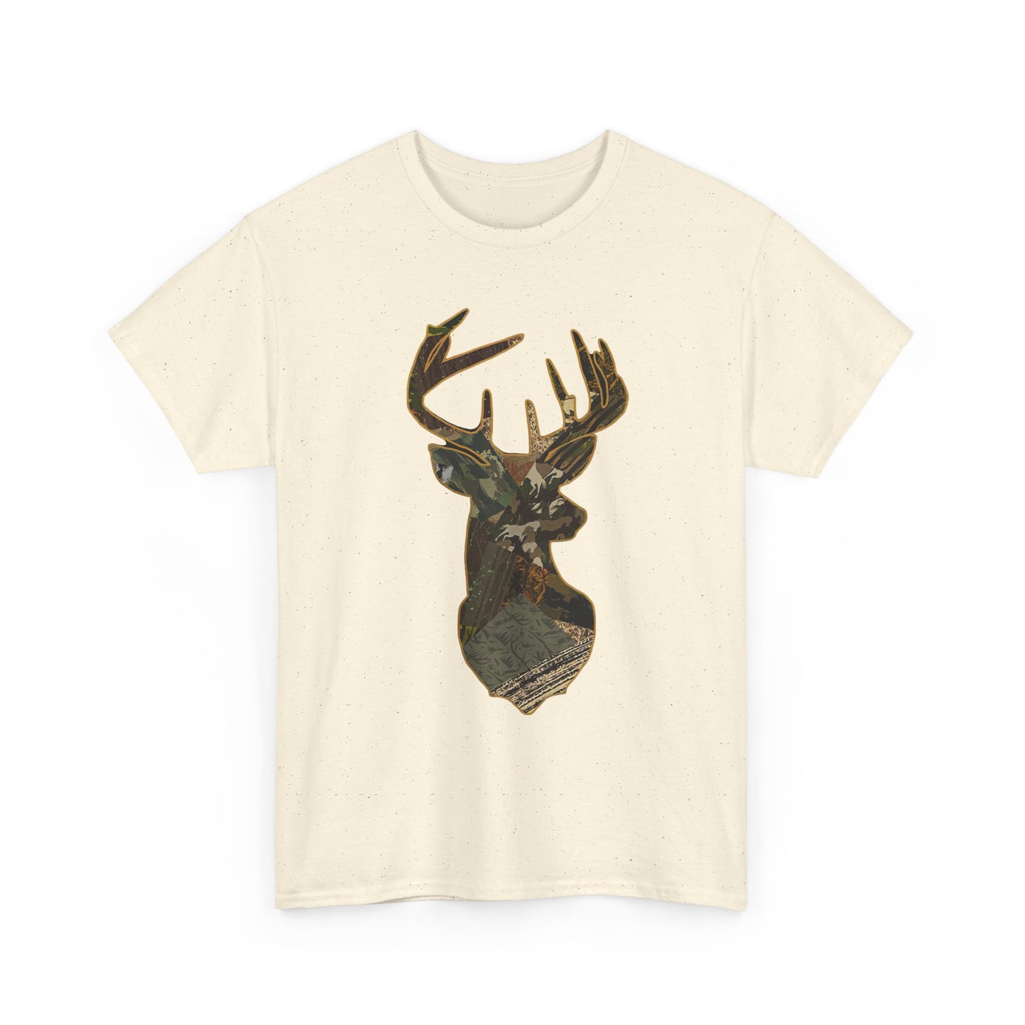 Camo Deer Buck Graphic T Shirt Unisex Heavy Cotton Tee NEW
