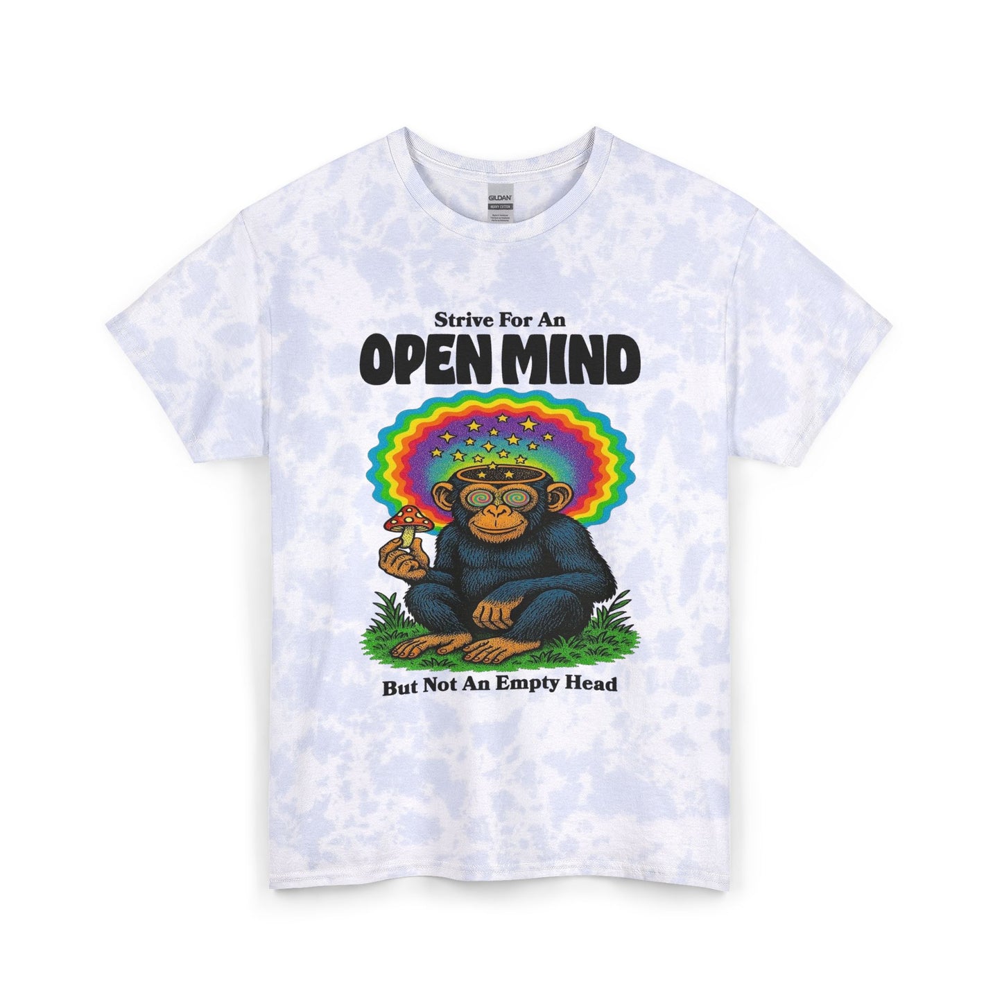 Strive For An Open Mind Mushroom Trippy T Shirt Retro Unisex Tie Dye Cotton Tee
