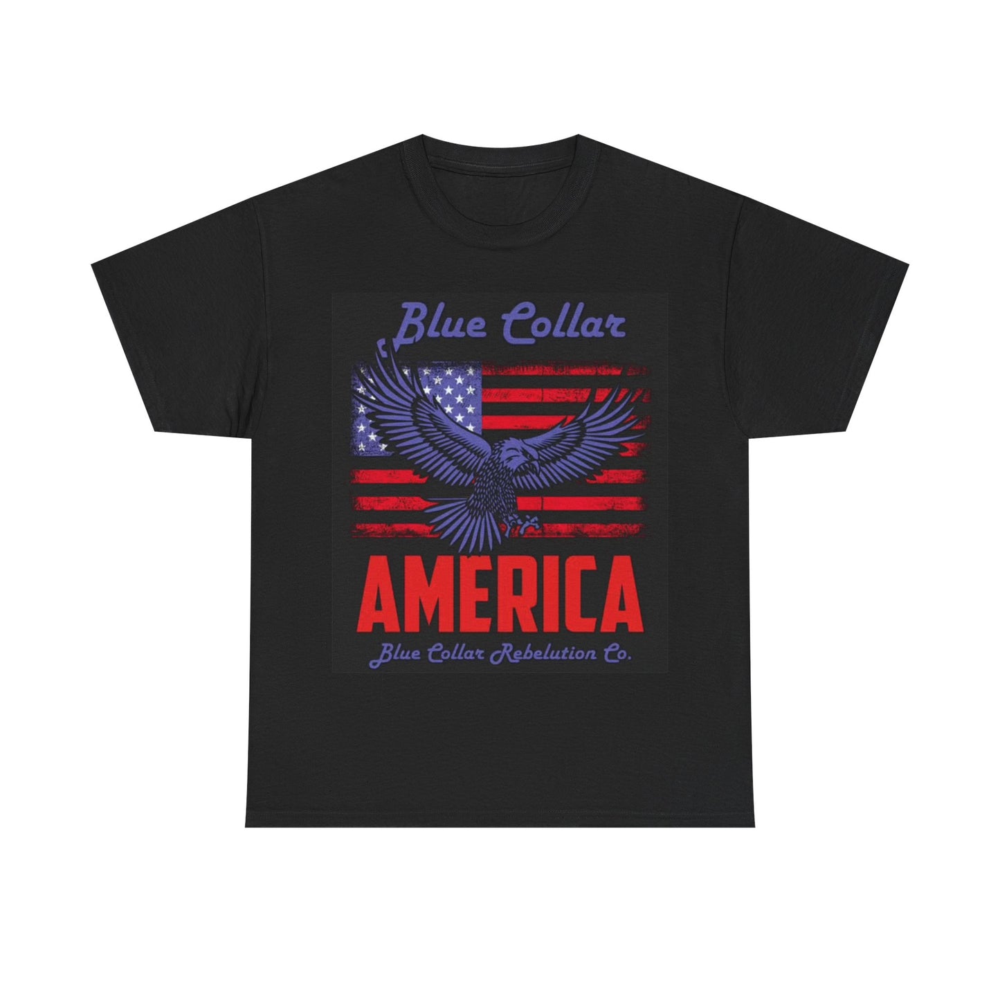 Blue Collar Tshirt American Flag July 4th 1776 USA Unisex Heavy Cotton Tee