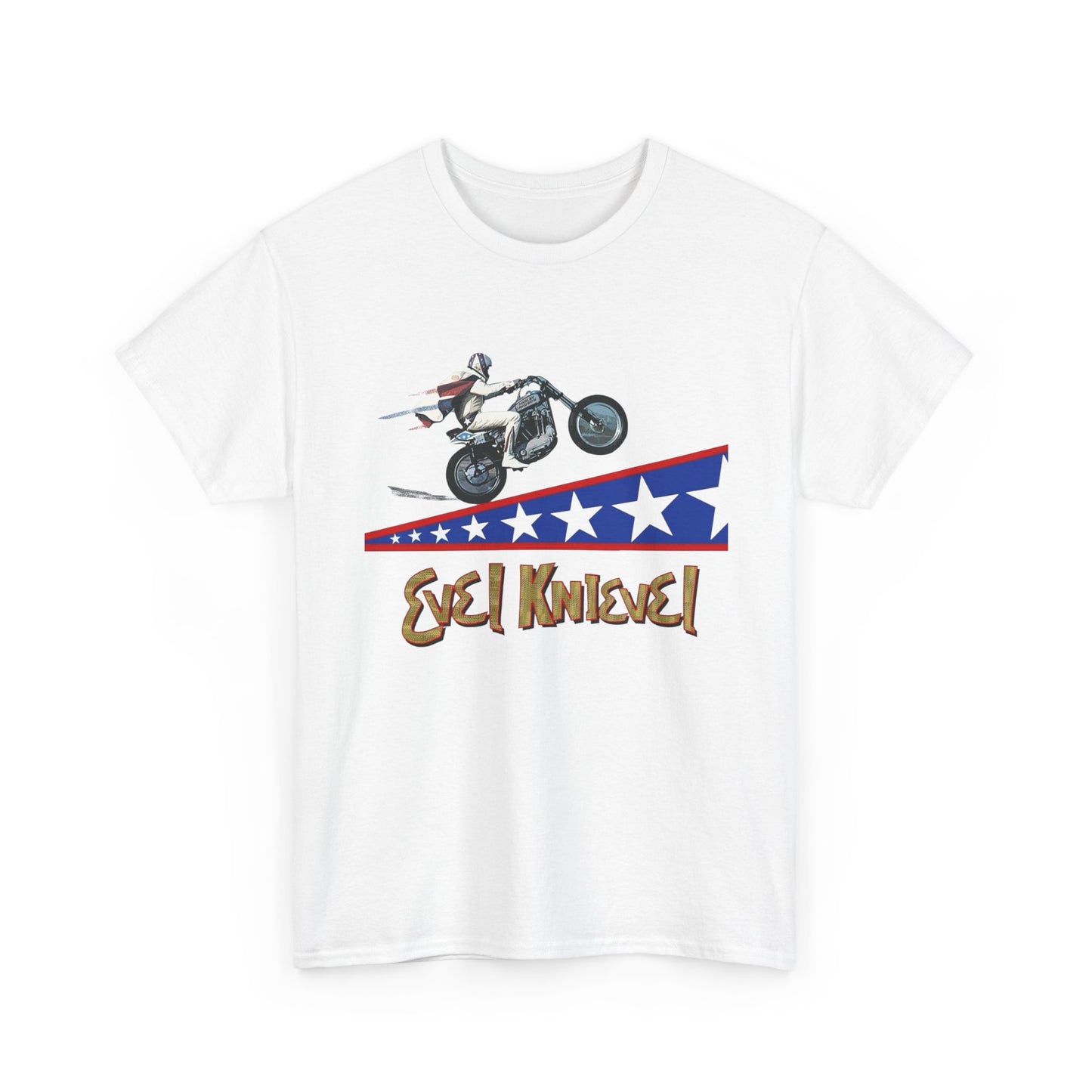 Evel Knievel Motorcycle Stunts Graphic T-Shirt Unisex Heavy Cotton Tee GIFT NEW