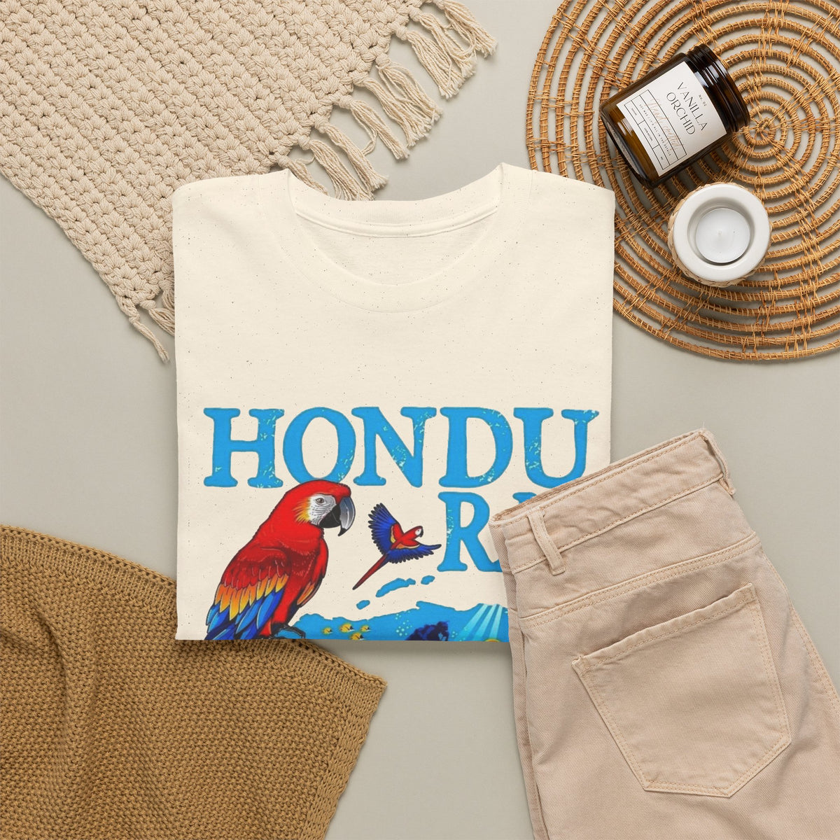 Honduras Graphic T Shirt Men's Retro Tropical Birds Heavy Cotton Tee