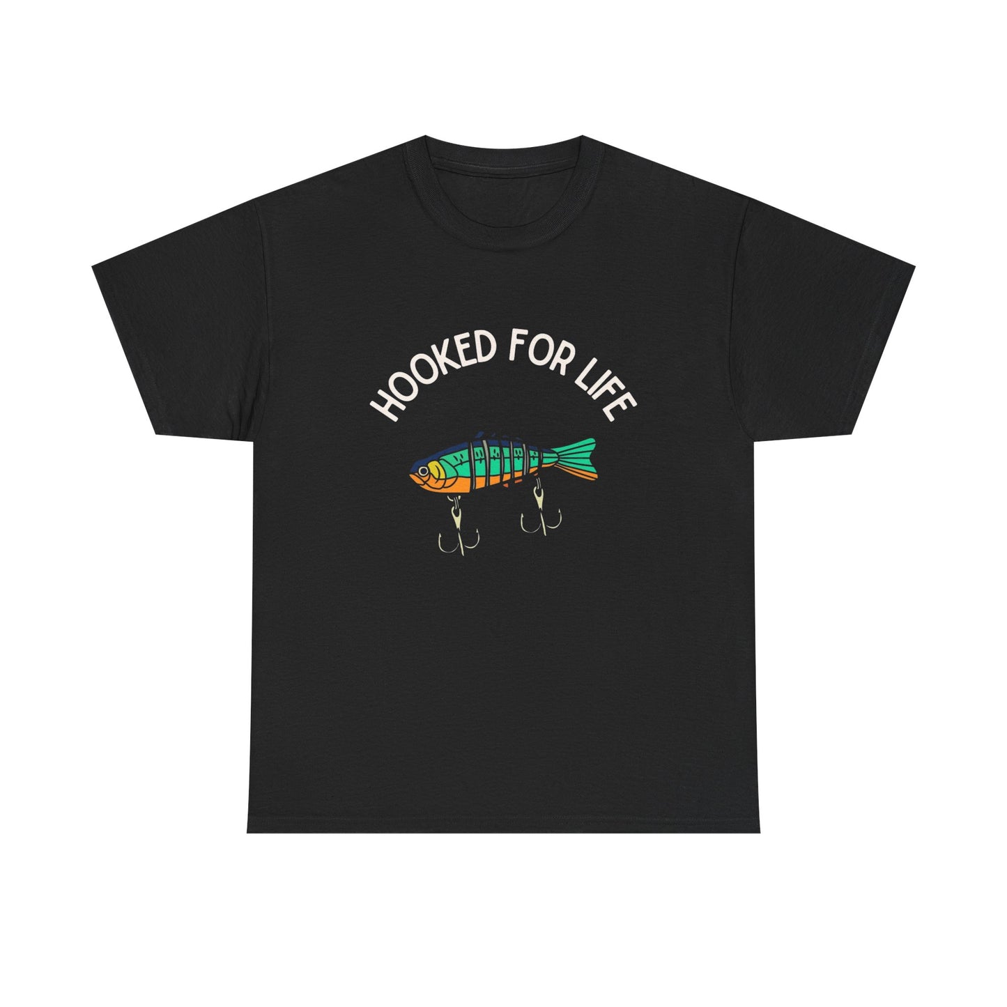 Hooked For Life Fishing Graphic T Shirt NEW Adult Unisex Heavy Cotton Tee