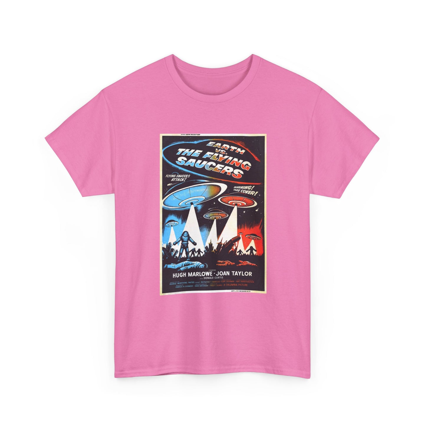 Earth vs Flying Saucers Tshirt Vintage Movie Poster Unisex Heavy Cotton Tee