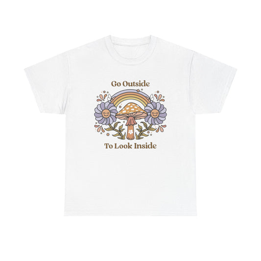 Go Outside To Look Inside Graphic T Shirt Unisex Heavy Cotton Tee