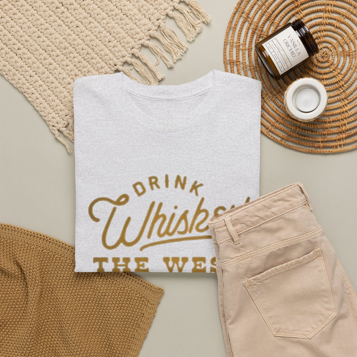 Drink Whiskey Graphic T Shirt Men's Classic Retro Heavy Cotton Tee