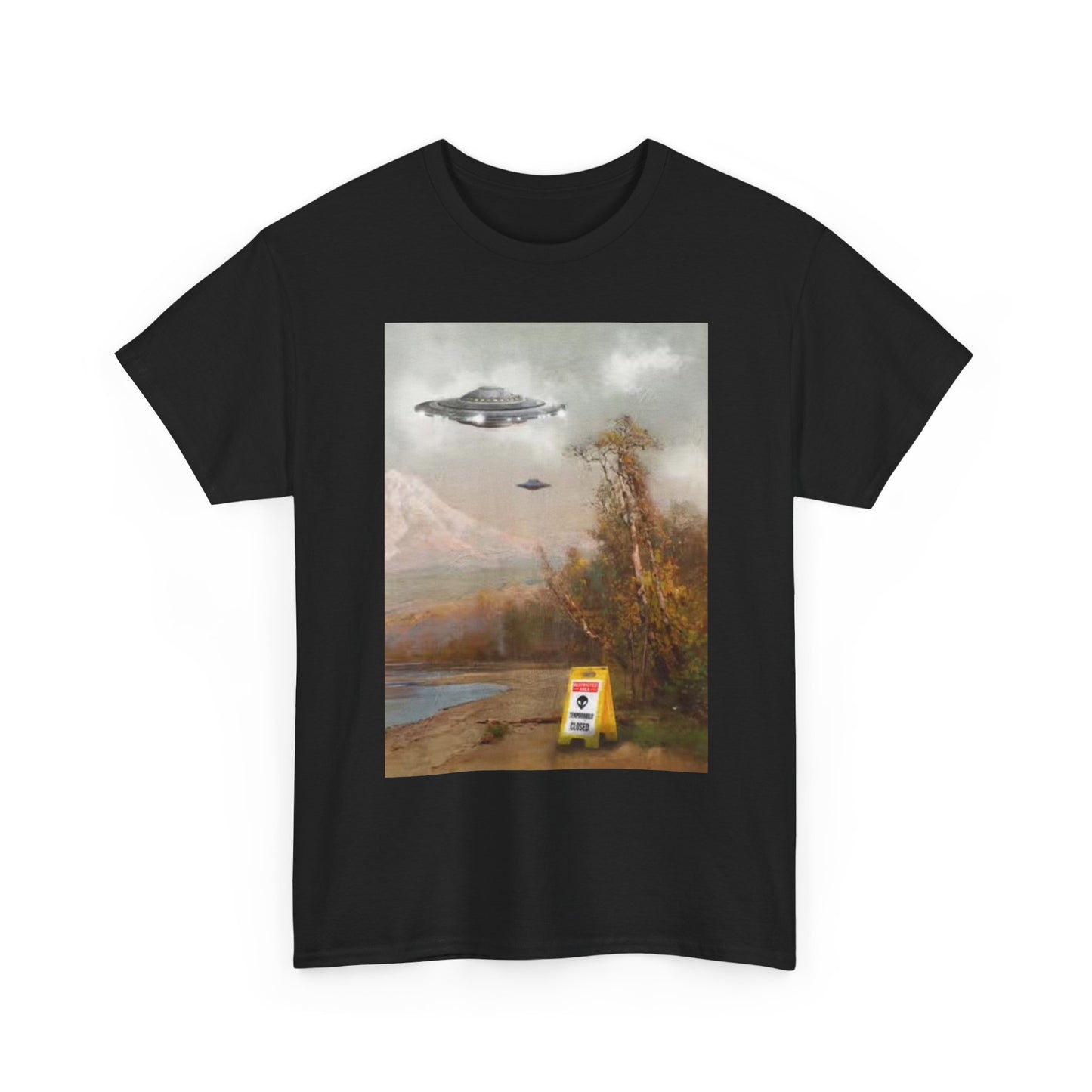 Alien Space Landing Graphic T Shirt Funny ART Painting Unisex Heavy Cotton Tee