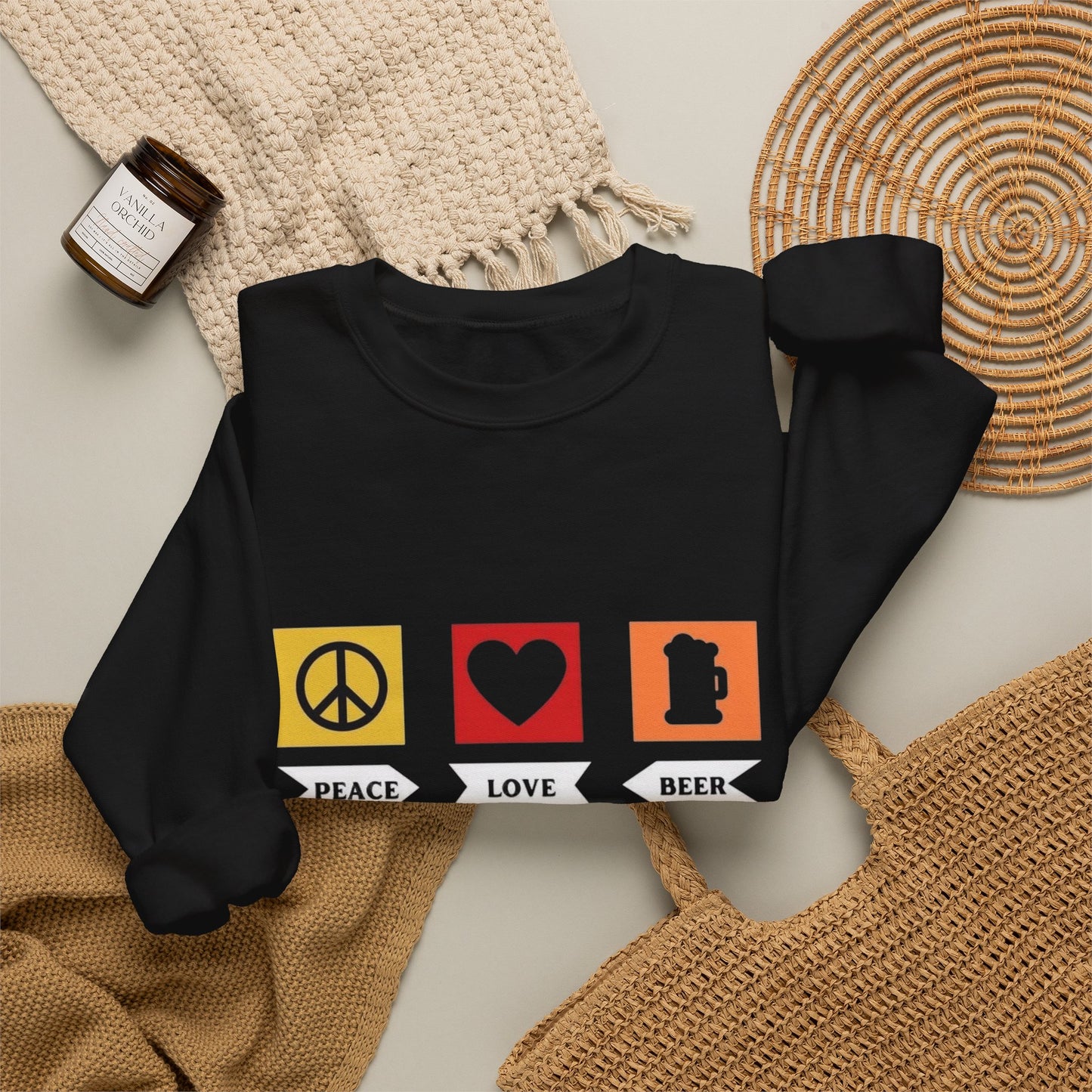 Peace Love Beer Funny Sweater NEW Unisex Heavy Blend™ Crewneck Sweatshirt