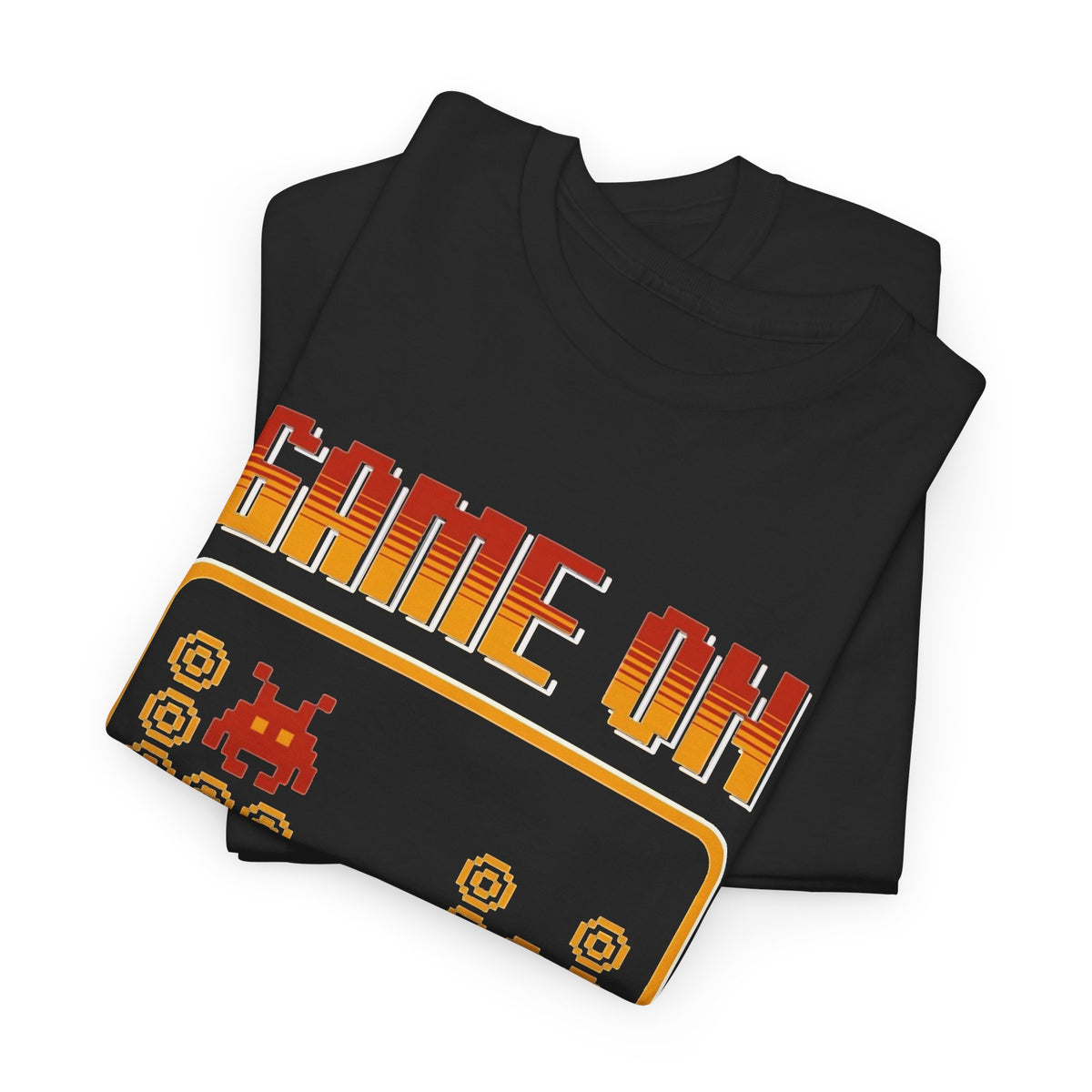 Game On Power Up Retro Graphic T Shirt Men's Arcade Heavy Cotton Tee
