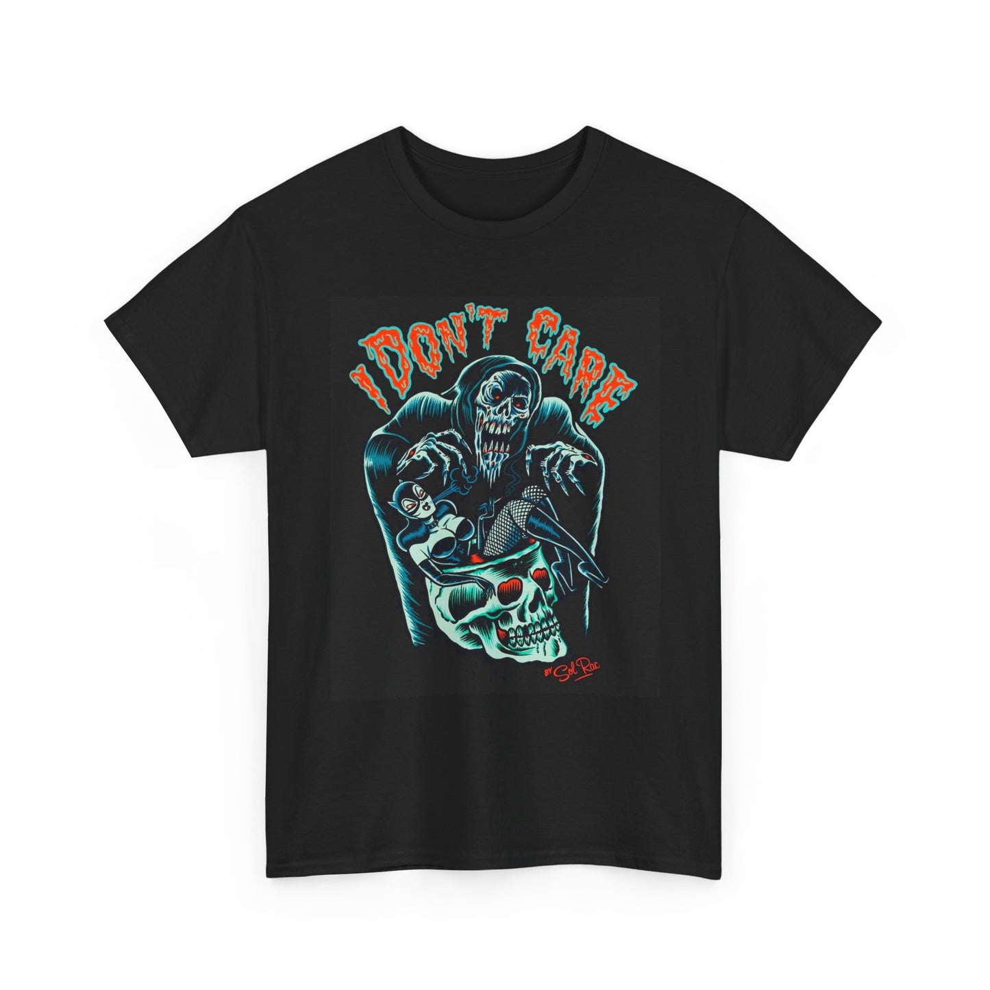 I Don't Care Graphic T Shirt Vintage Art Unisex Heavy Cotton Tee