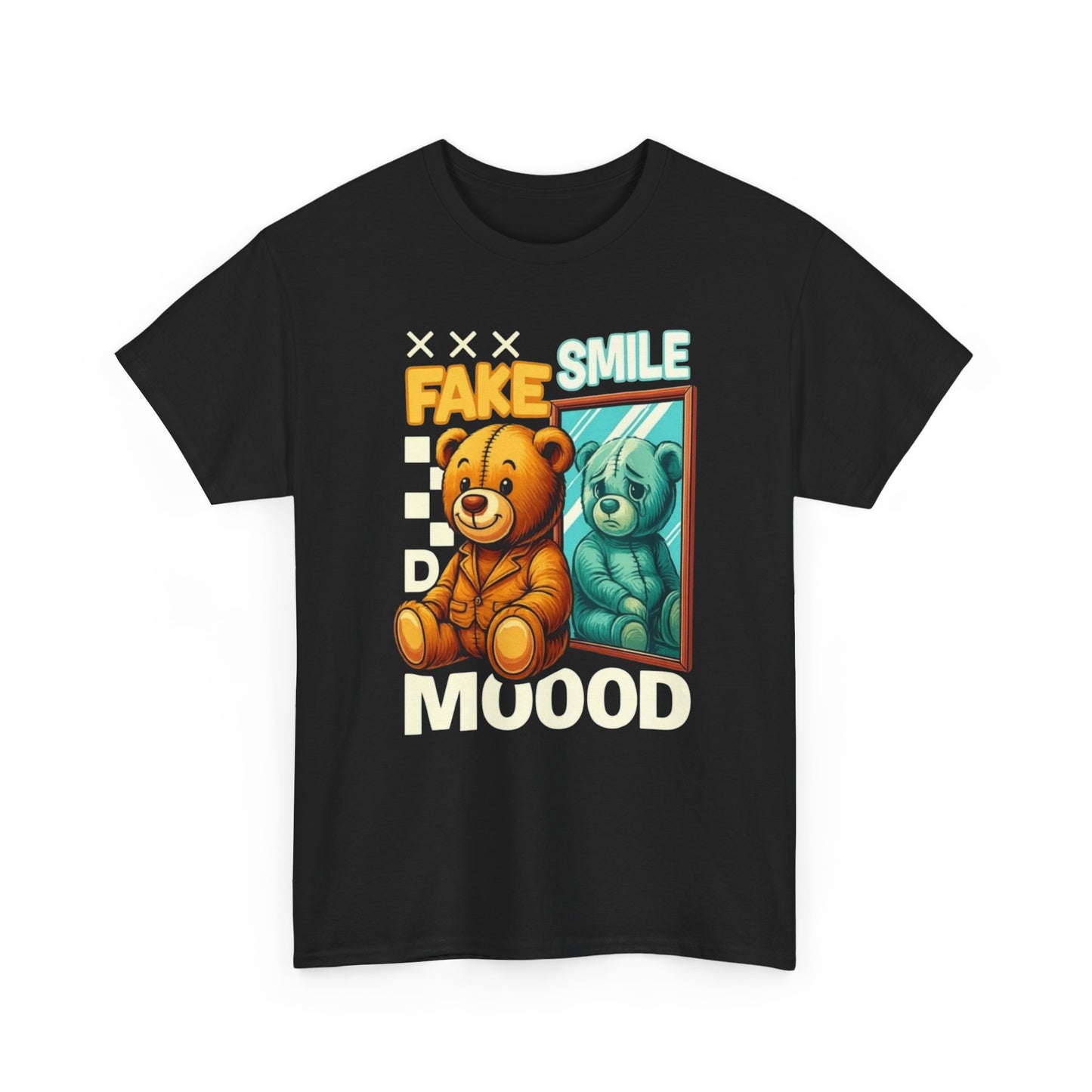 Fake Smile Teddy Bear Graphic T-Shirt Comfy Cotton Tee Brand NEW