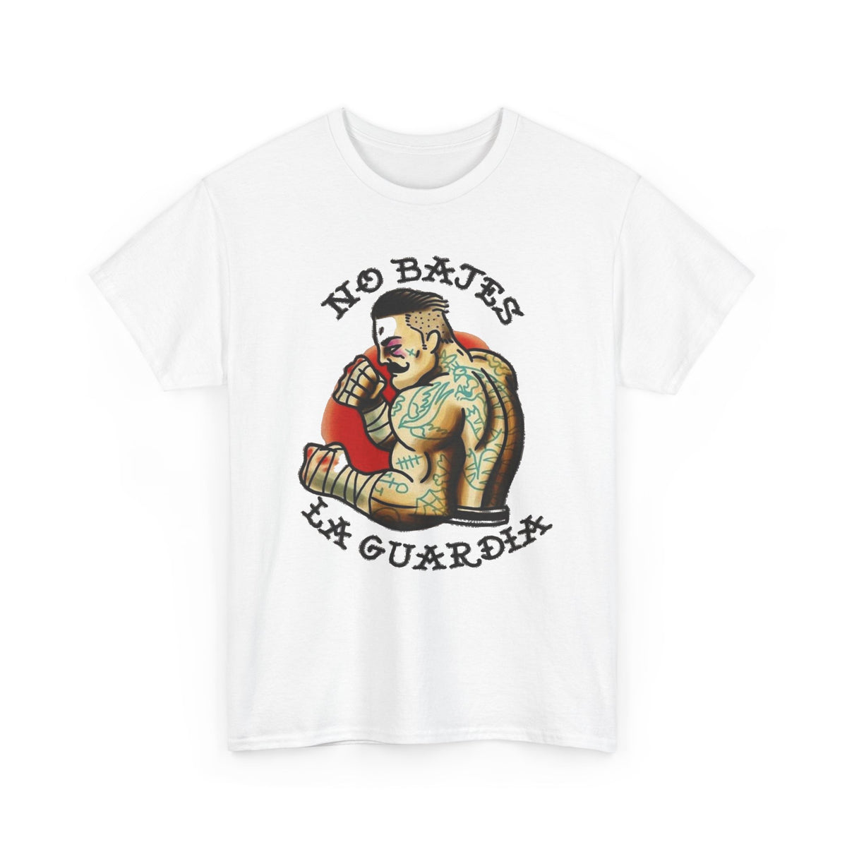 No Bajes La Guardia Braves the Guard Tattoo Style Graphic T-Shirt Men's Tee