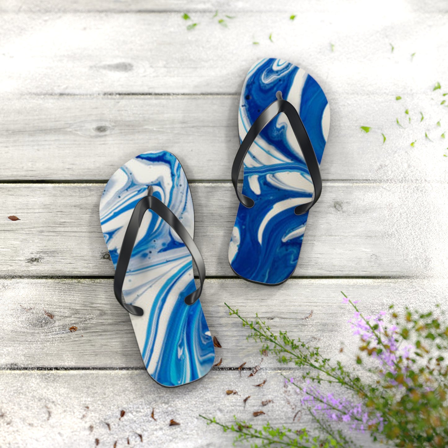 Blue And White Flip Flops, Sandals Slides, Summer Footwear, Brand New