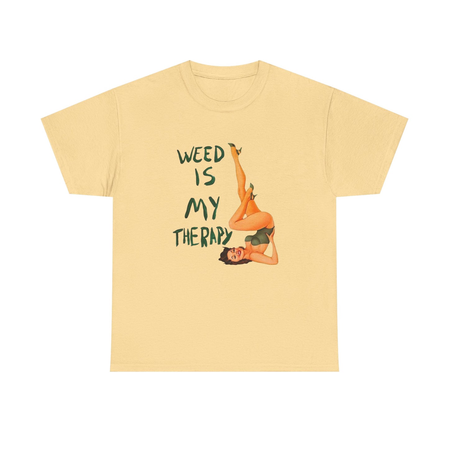 Weed Is My Therapy Graphic T Shirt ADULT NEW Heavy Cotton Tee