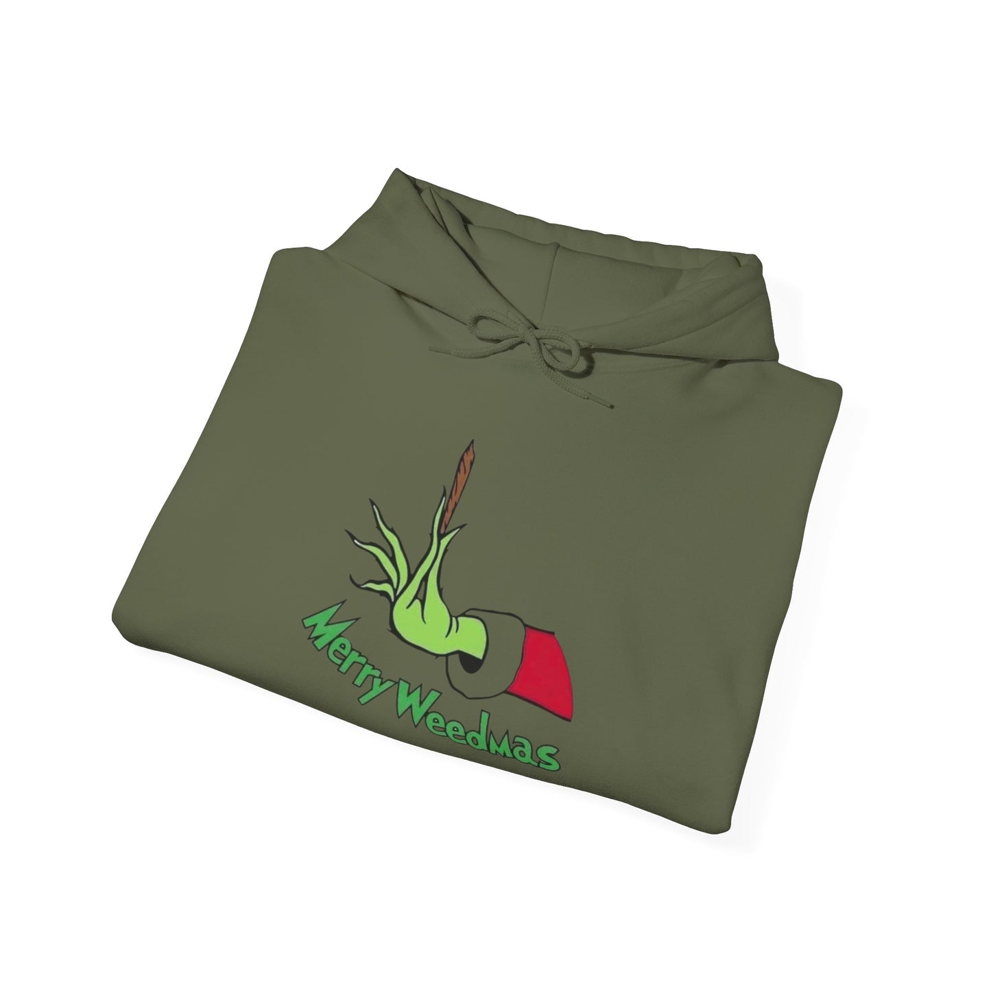 Merry Weedmas Funny Grinch Weed Graphic Hoodie Heavy Blend™ Hooded Sweatshirt