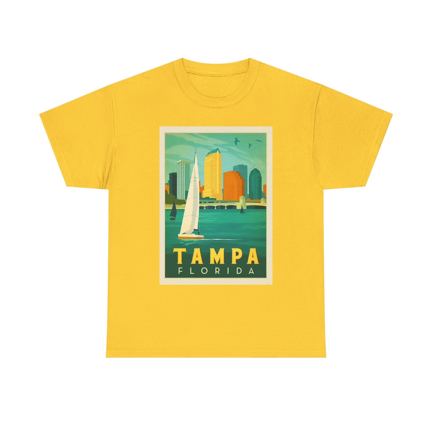 Tampa Florida Graphic T Shirt Vintage Sailing Beach Unisex Heavy Cotton Tee