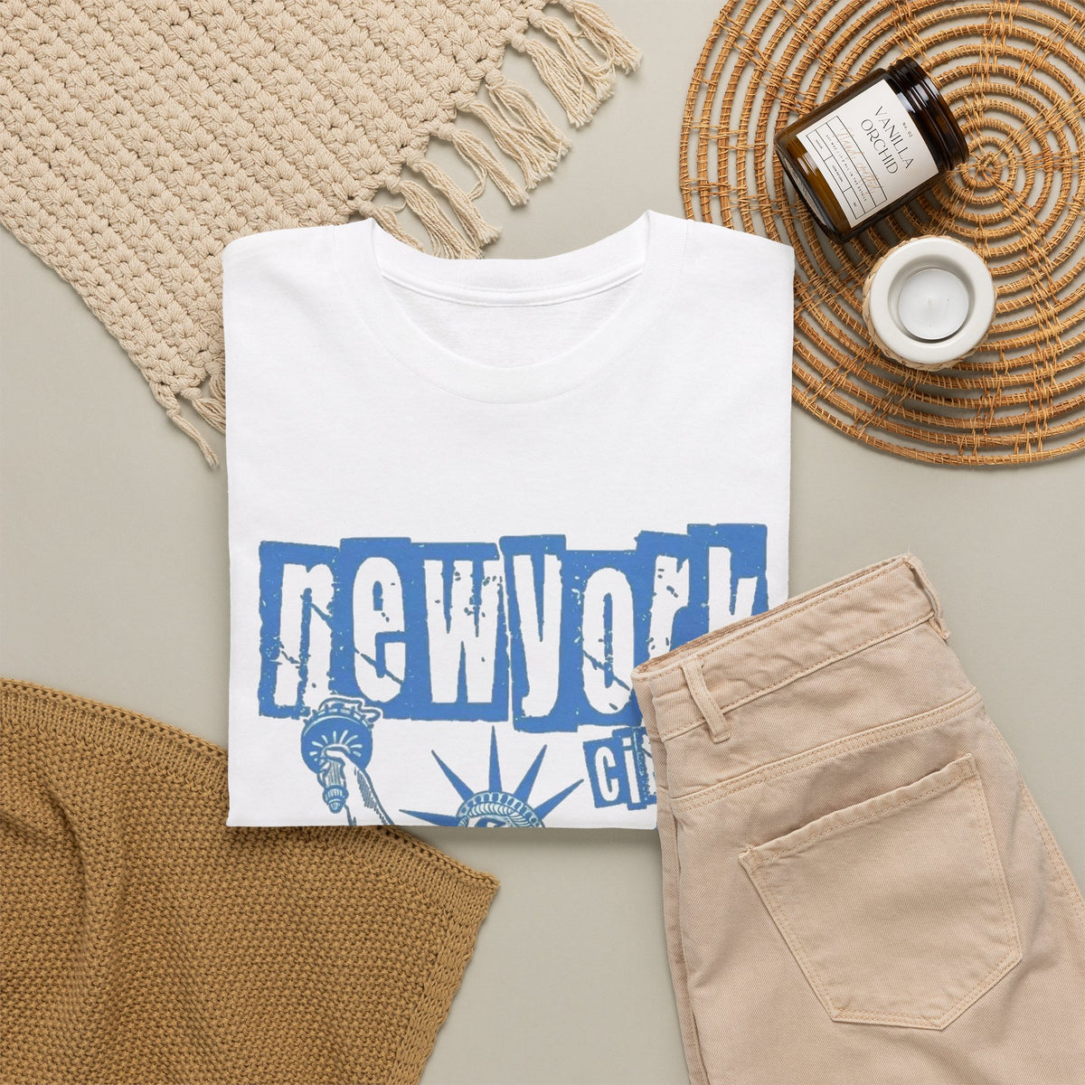 New York Retro Classic Graphic T Shirt Men's Liberty  Heavy Cotton Tee