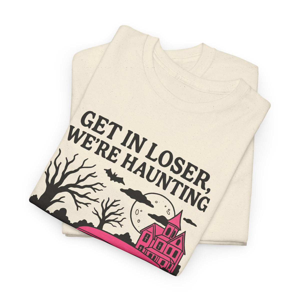 Get in Loser We're Haunting Pink Ghost Car T-Shirt Men's Graphic Tee
