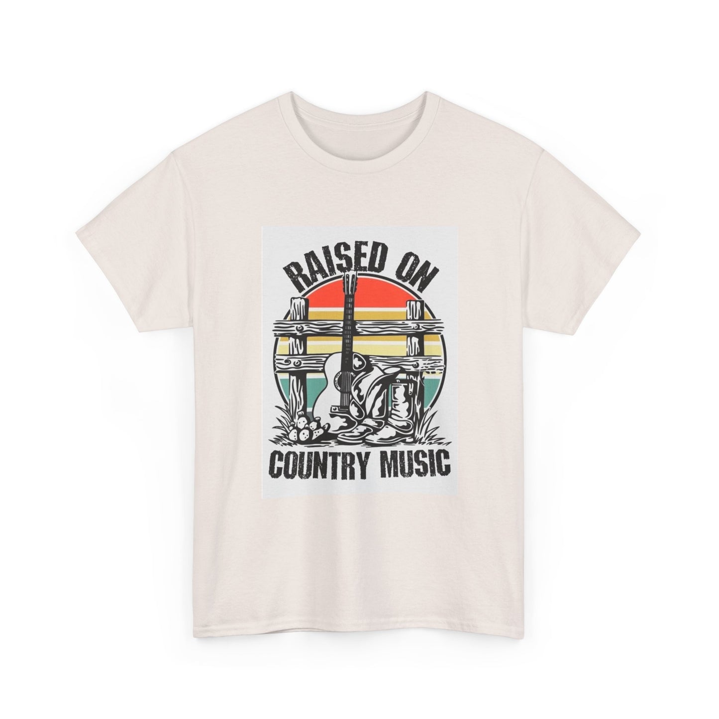 Raised On Country Music Tshirt Retro Music Unisex Heavy Cotton Tee