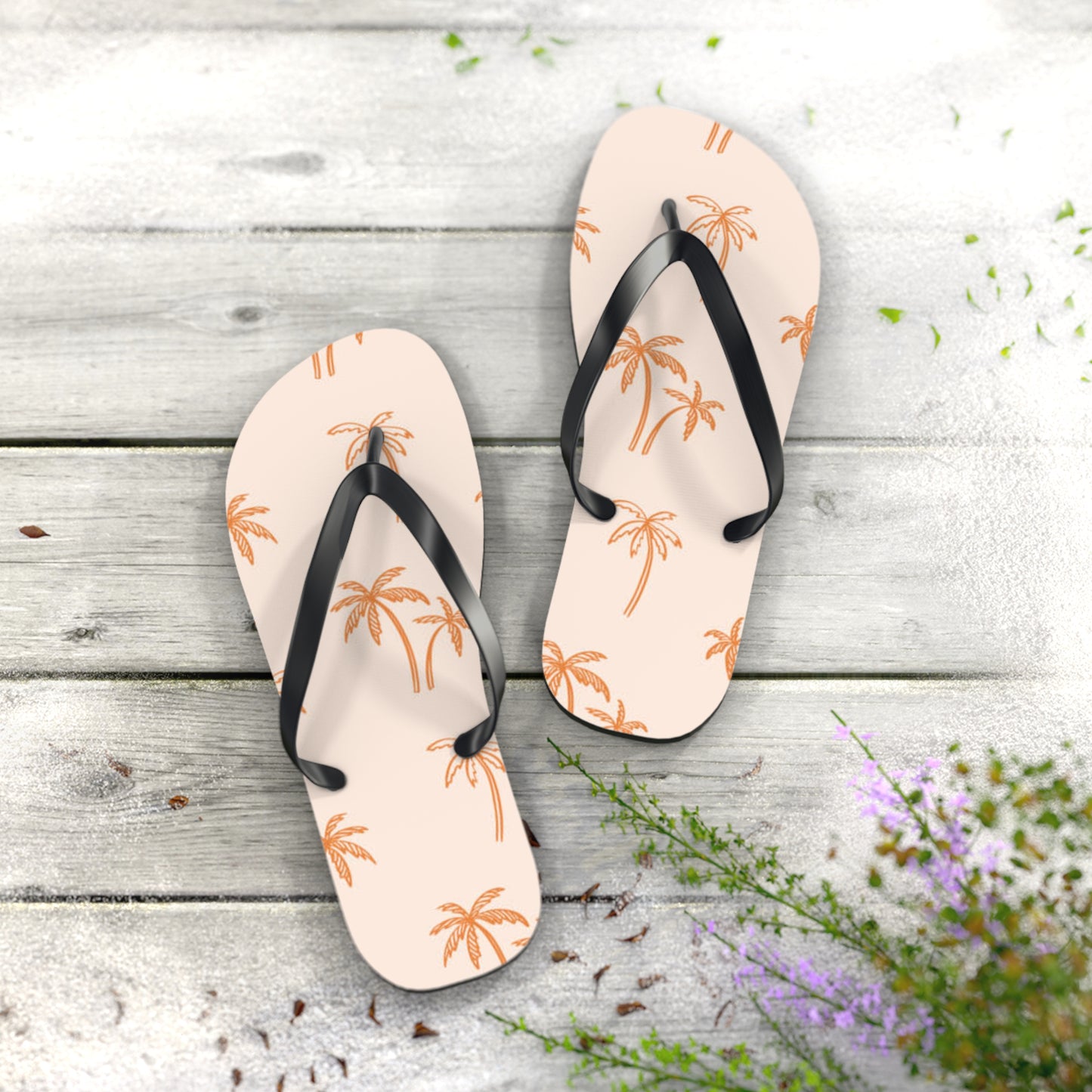 Orange Palm Trees Sandals Summer Flip Flops Slides BRAND NEW