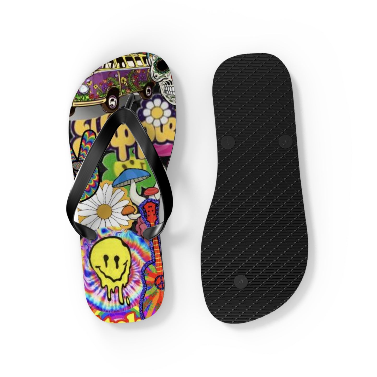 Hippy Trippy Vibes Beach Sandals, Slides for Summer, Flip Flops, Water Resistant